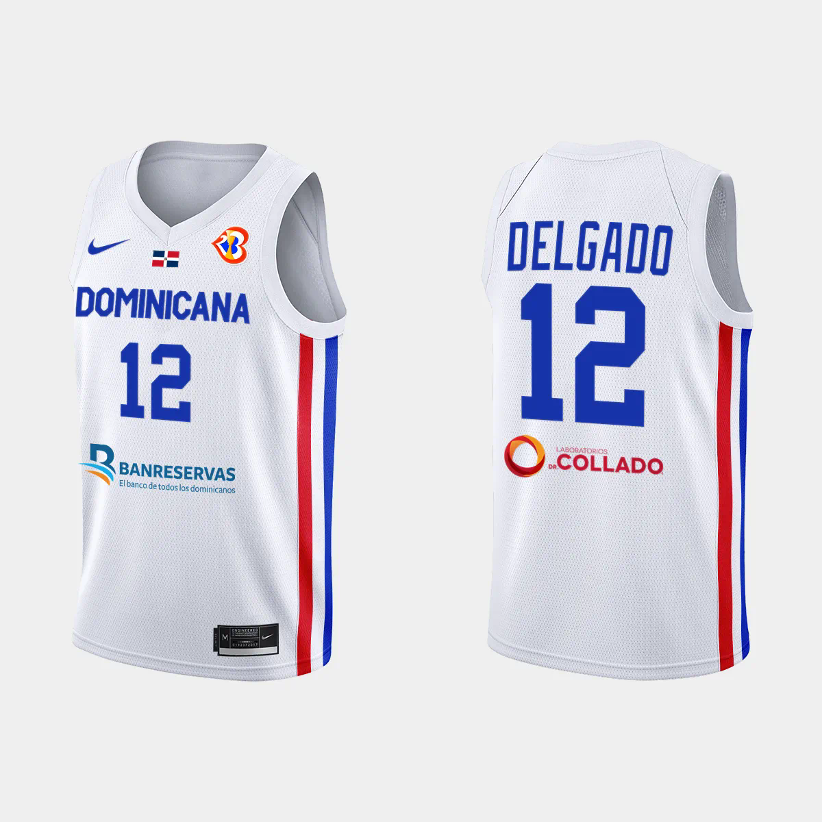 Angel Delgado Dominican Republic Basketball 2023 FIBA World Cup White Home Jersey
