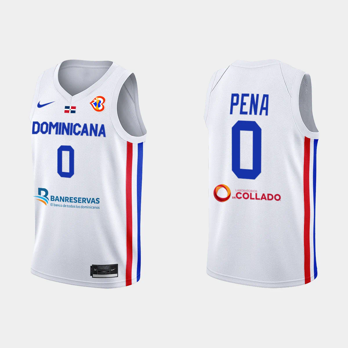 Antonio Pena Dominican Republic Basketball 2023 FIBA World Cup White Home Jersey