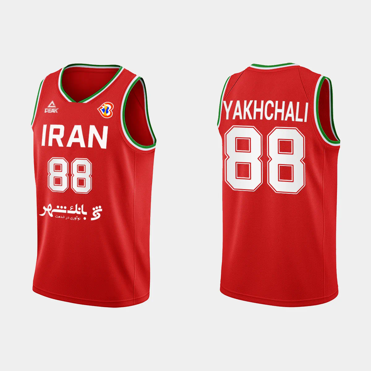 Behnam Yakhchali Iran Basketball 2023 FIBA World Cup Red Away Jersey Behnam Yakhchali Iran Basketball 2023 FIBA World Cup Red Away Jersey