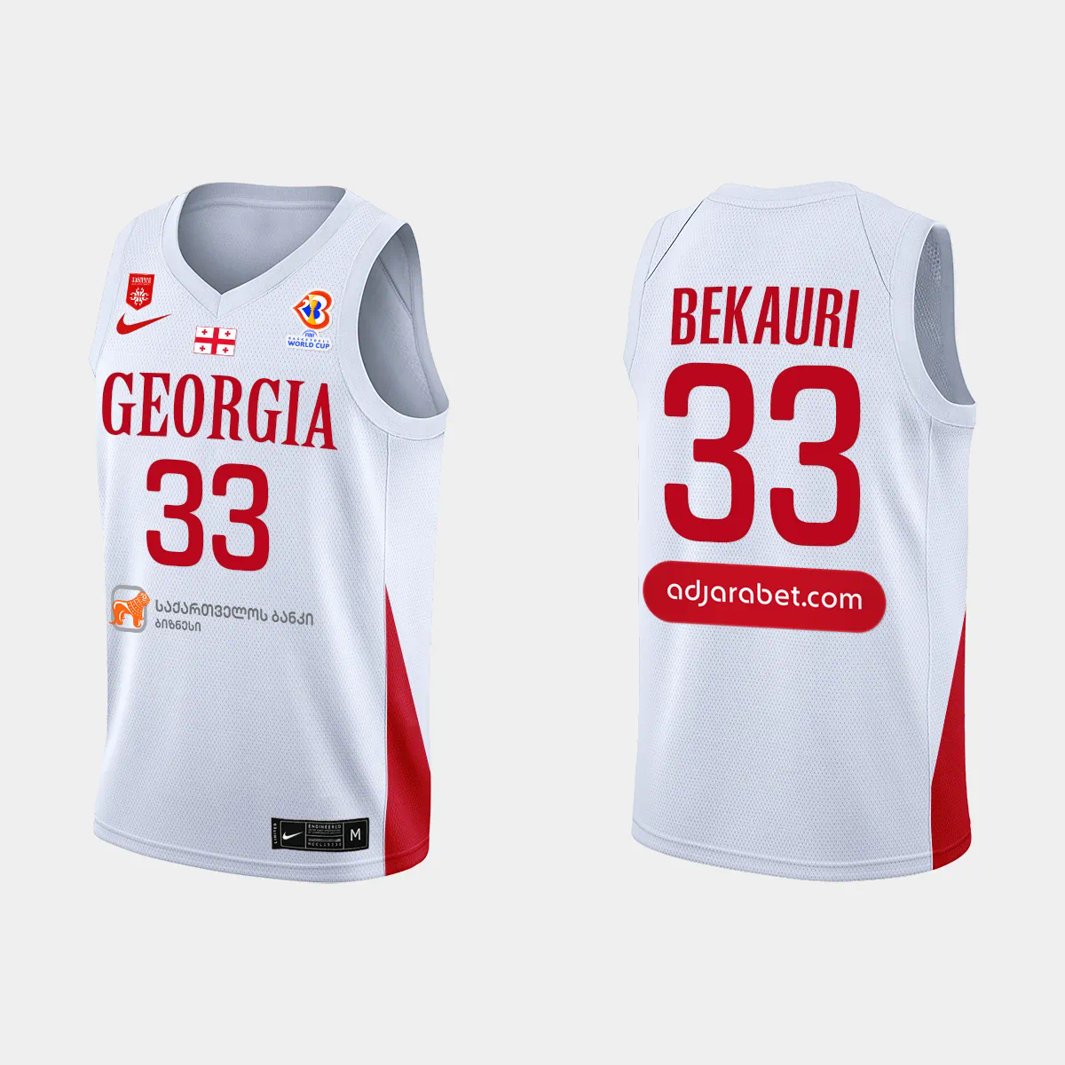 Beka Bekauri Georgia Basketball 2023 FIBA World Cup White Home Jersey