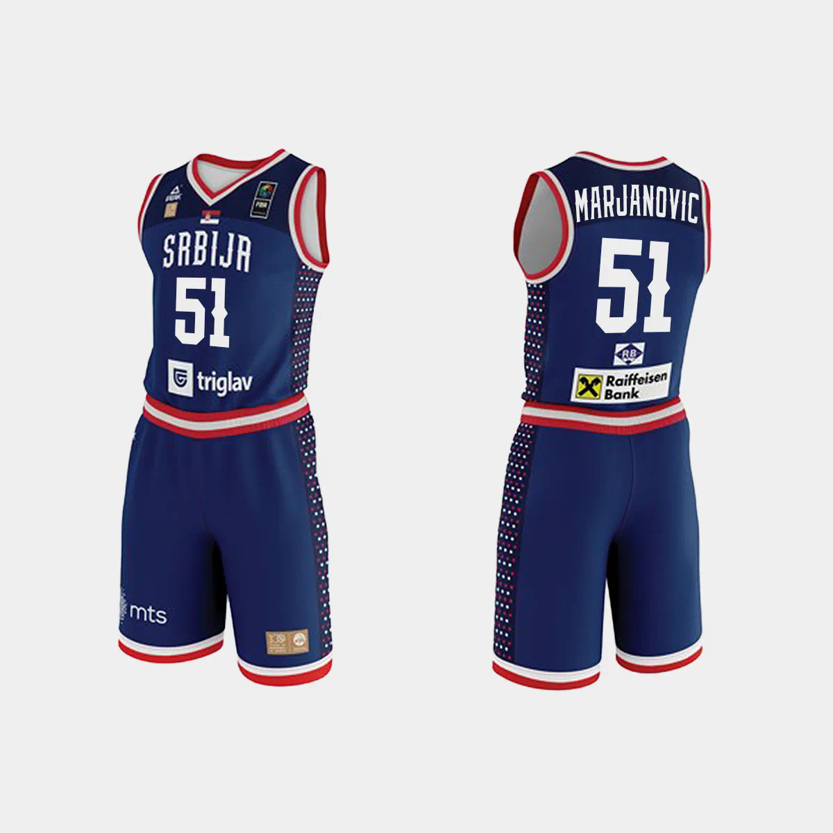 2023 FIBA Basketball World Cup Srbija Boban Marjanovic Navy Jersey With Shorts