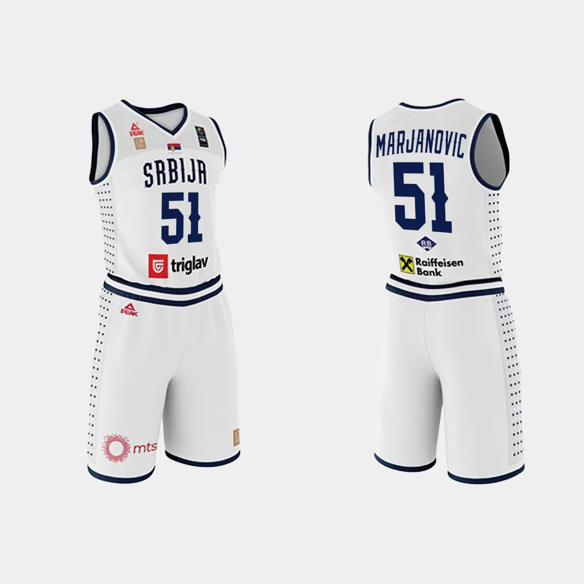 2023 FIBA Basketball World Cup Srbija Boban Marjanovic White Jersey With Shorts