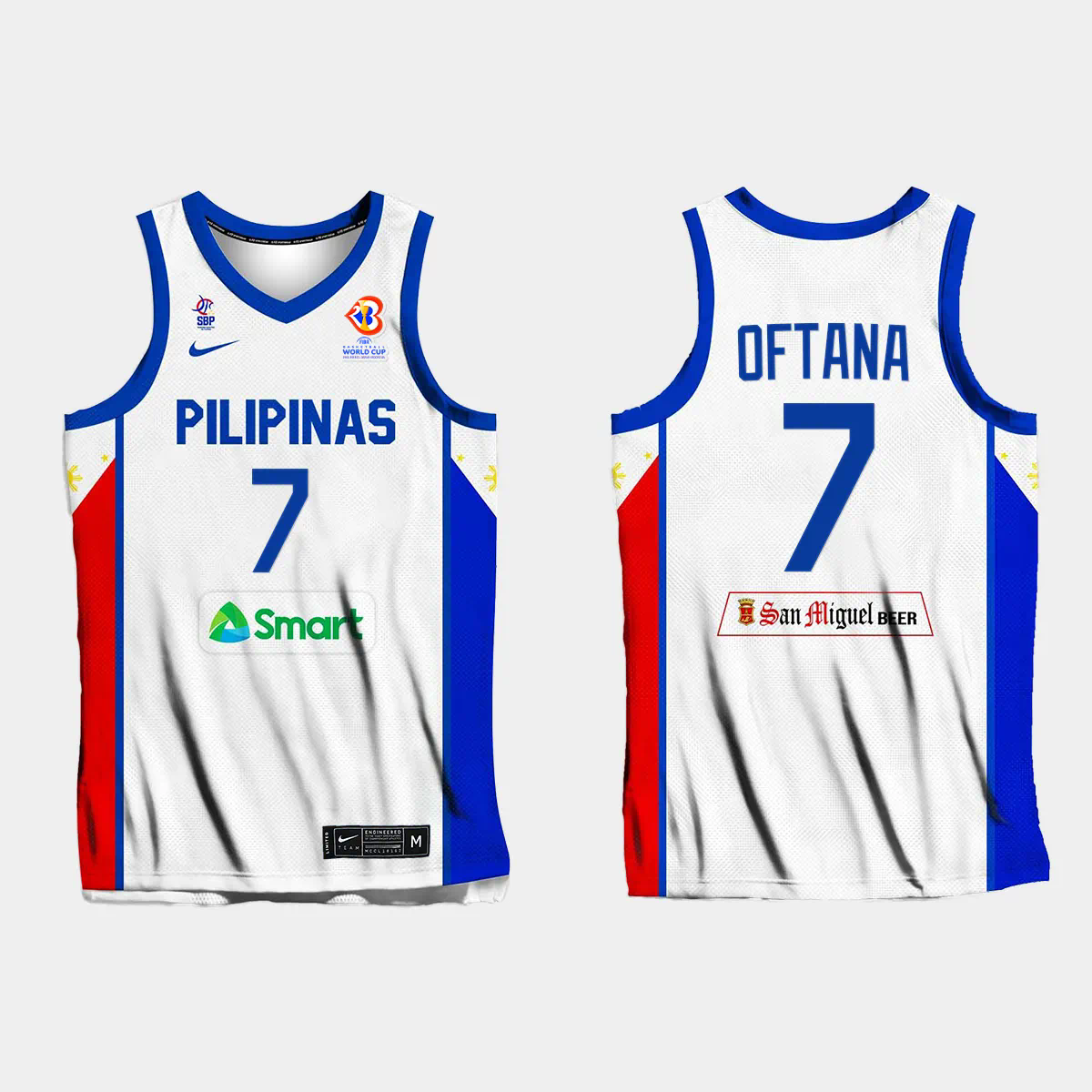 Calvin Oftana Philippines Basketball 2023 FIBA World Cup White Home Jersey