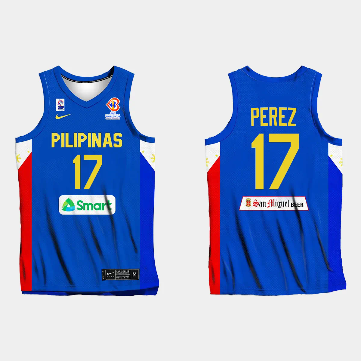 Philippines Basketball CJ Perez #17 2023 FIBA World Cup Blue Away Jersey