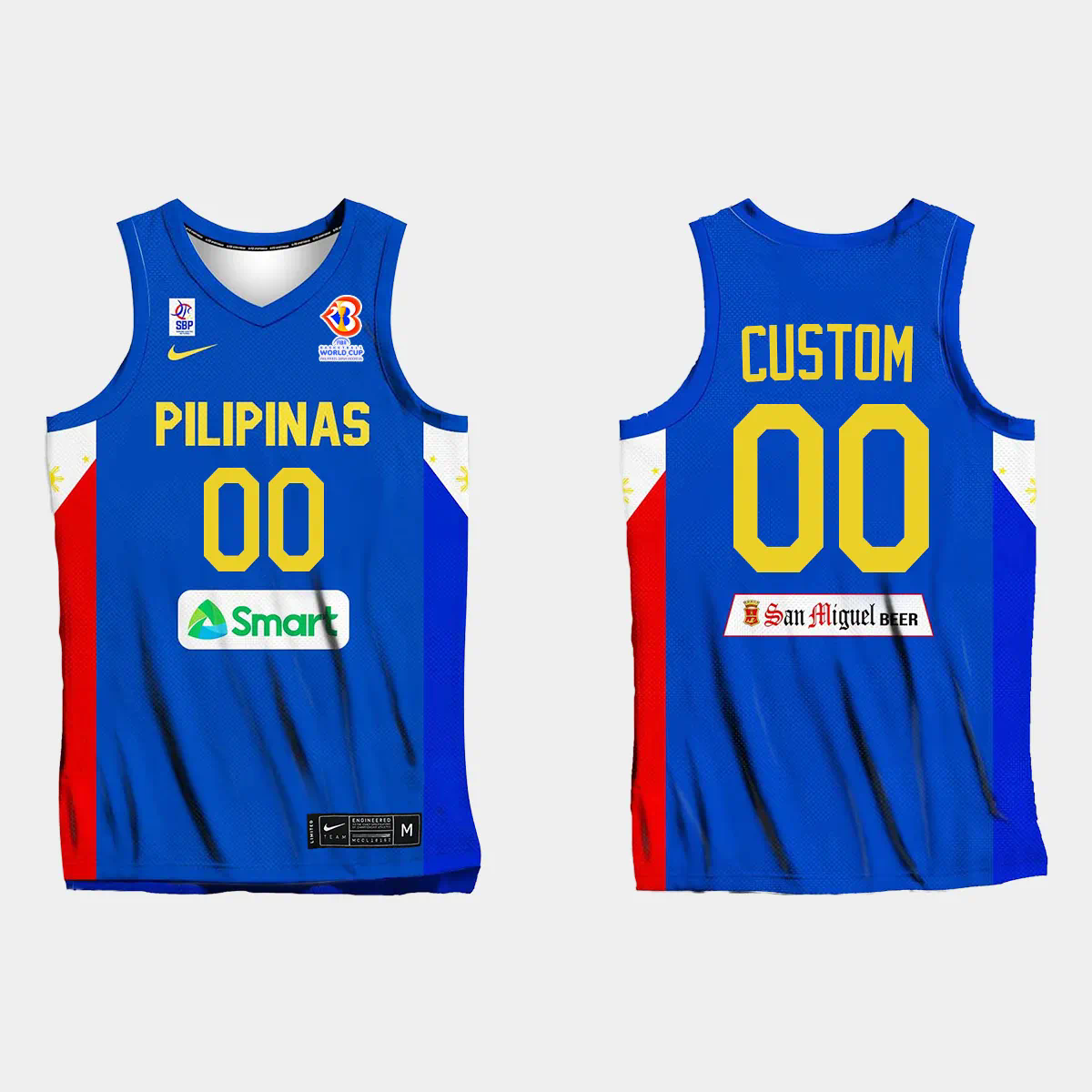 Philippines Basketball Custom Name & Number #00 2023 FIBA World Cup Blue Away Jersey Philippines Basketball Custom Name & Number #00 2023 FIBA World Cup Blue Away Jersey