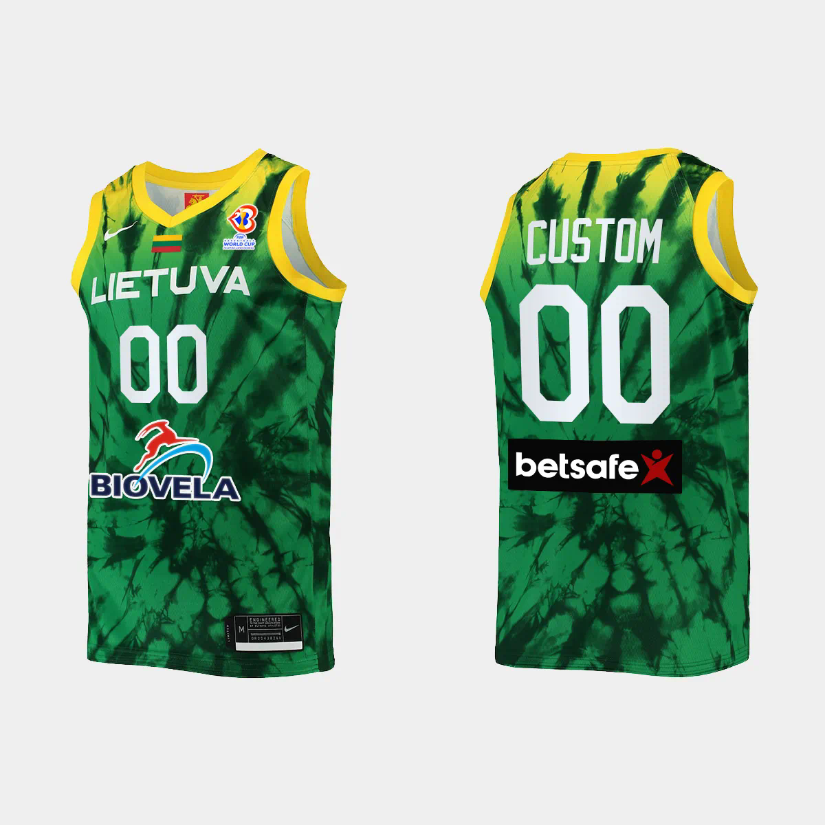 Lithuania Basketball Custom Name & Number #00 2023 FIBA World Cup Green Away Jersey Lithuania Basketball Custom Name & Number #00 2023 FIBA World Cup Green Away Jersey