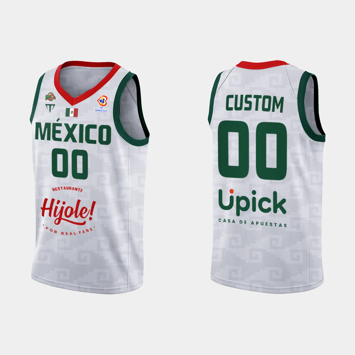 Mexico Basketball Custom Name & Number #00 2023 FIBA World Cup White Away Jersey Mexico Basketball Custom Name & Number #00 2023 FIBA World Cup White Away Jersey