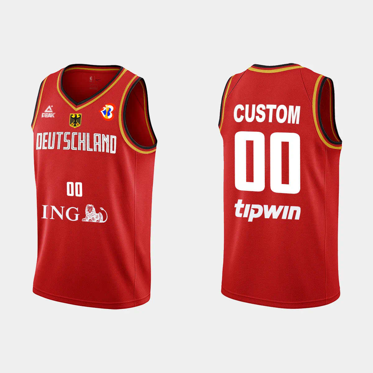 Custom Name & Number Germany Basketball 2023 FIBA World Cup Red Away Jersey