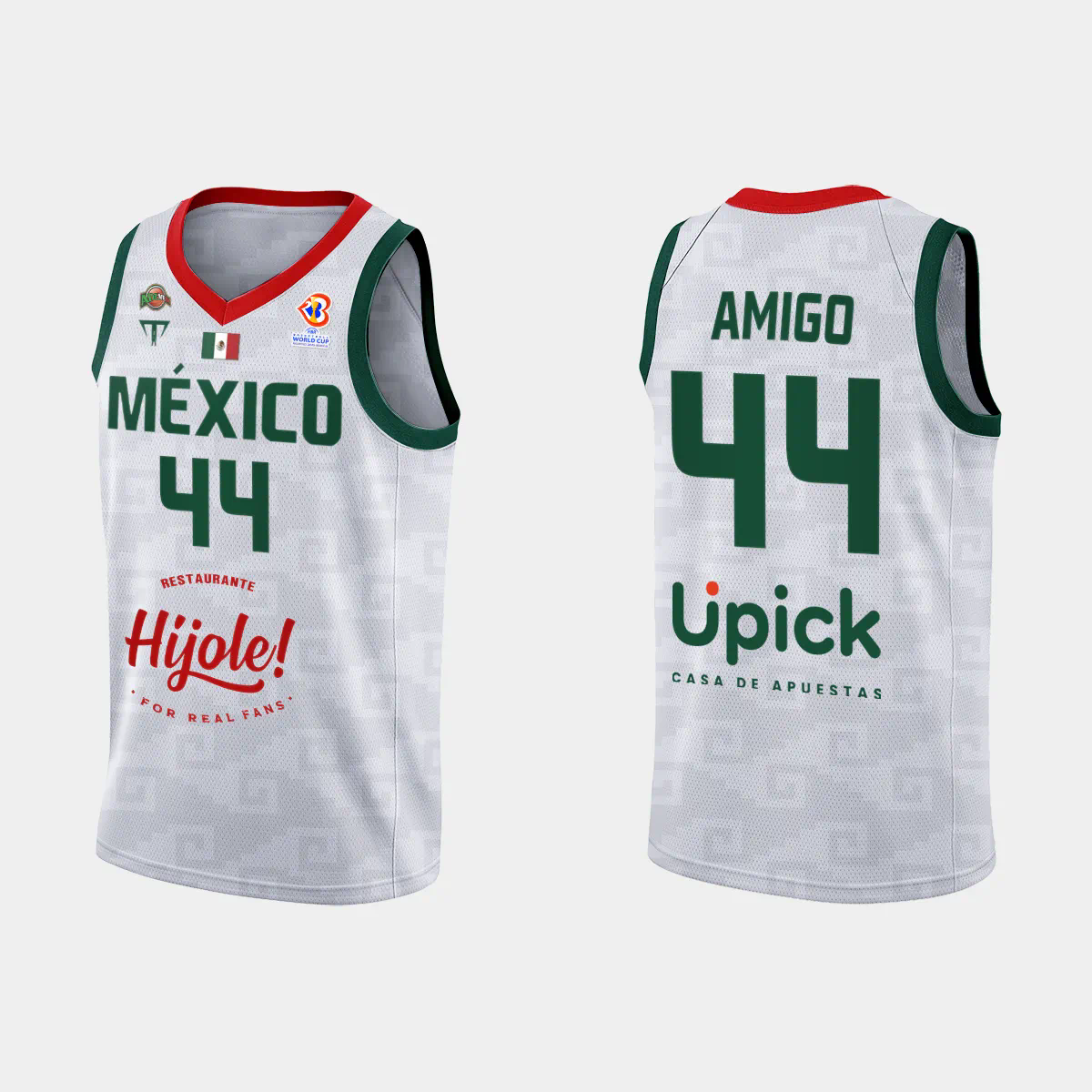 Mexico Basketball Daniel Amigo #44 2023 FIBA World Cup White Away Jersey Mexico Basketball Daniel Amigo #44 2023 FIBA World Cup White Away Jersey
