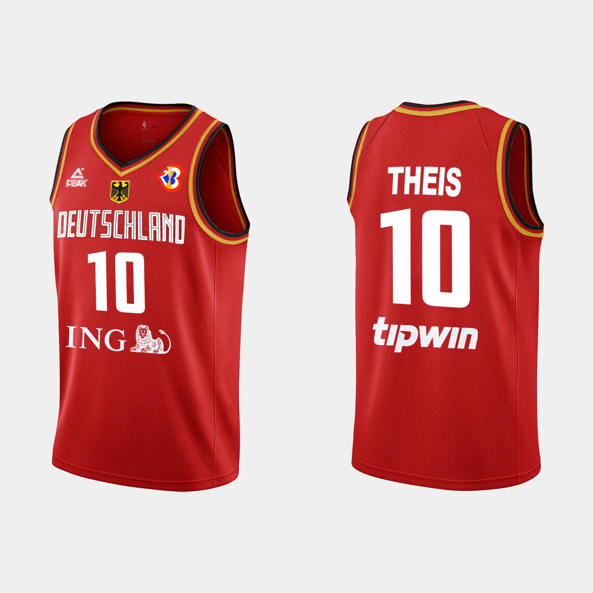 Daniel Theis Germany Basketball 2023 FIBA World Cup Red Away Jersey
