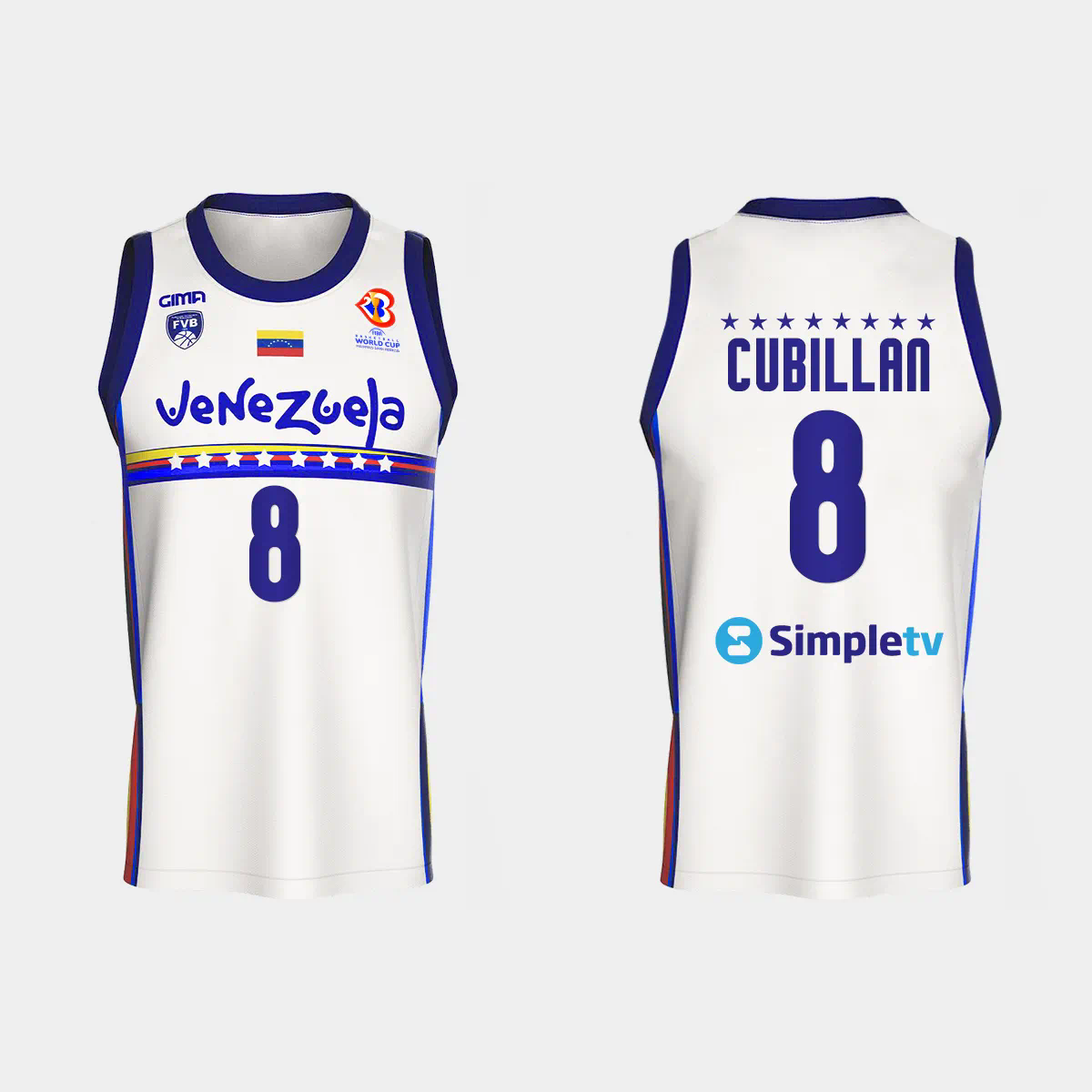 Venezuela Basketball David Cubillan #8 2023 FIBA World Cup White Home Jersey