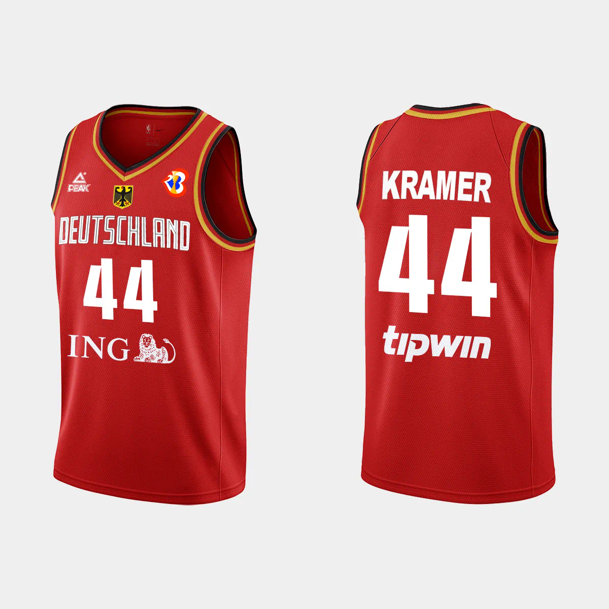 David Kramer Germany Basketball 2023 FIBA World Cup Red Away Jersey