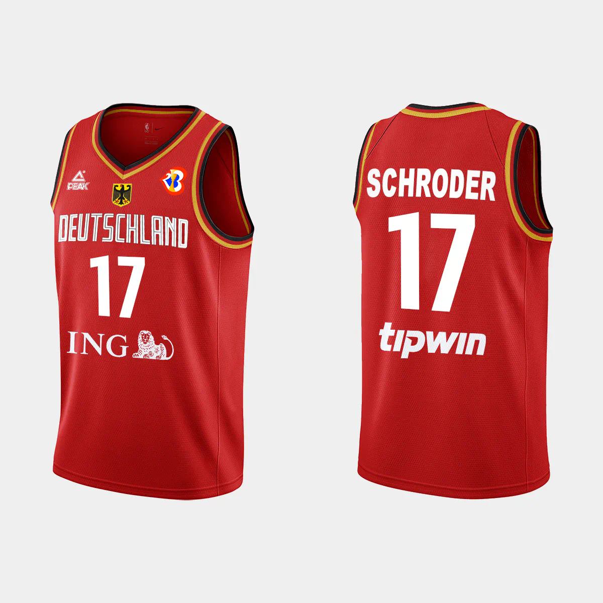Dennis Schroder Germany Basketball 2023 FIBA World Cup Red Away Jersey