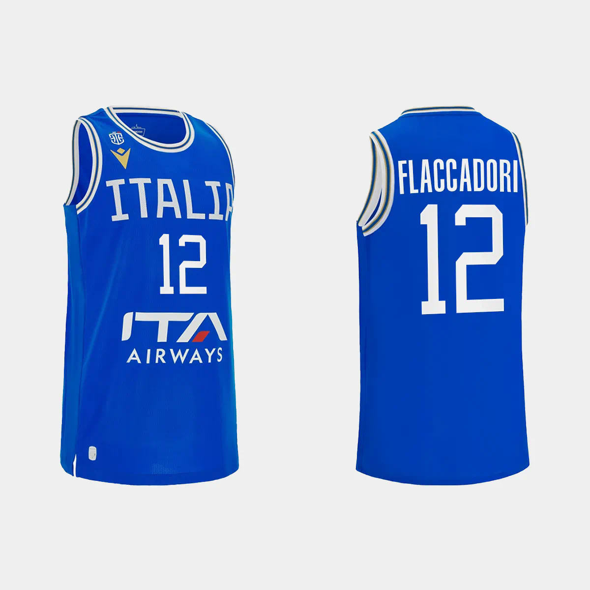 2023 FIBA World Cup Italy Basketball Diego Flaccadori Blue Home Jersey