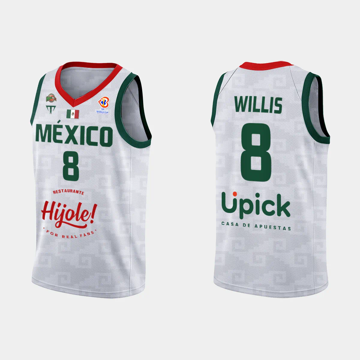 Mexico Basketball Diego Willis #8 2023 FIBA World Cup White Away Jersey Mexico Basketball Diego Willis #8 2023 FIBA World Cup White Away Jersey