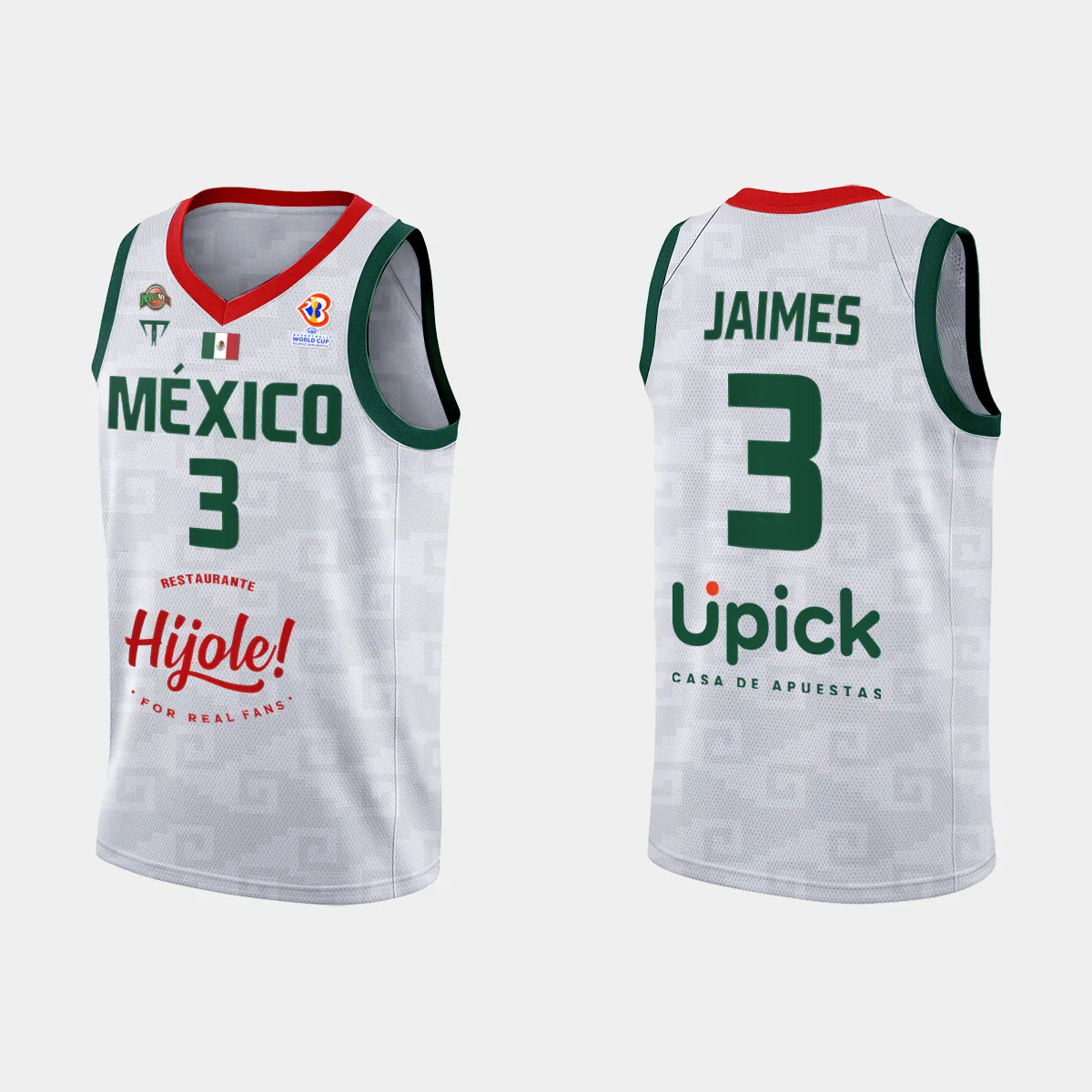 Mexico Basketball Fabian Jaimes #3 2023 FIBA World Cup White Away Jersey Mexico Basketball Fabian Jaimes #3 2023 FIBA World Cup White Away Jersey