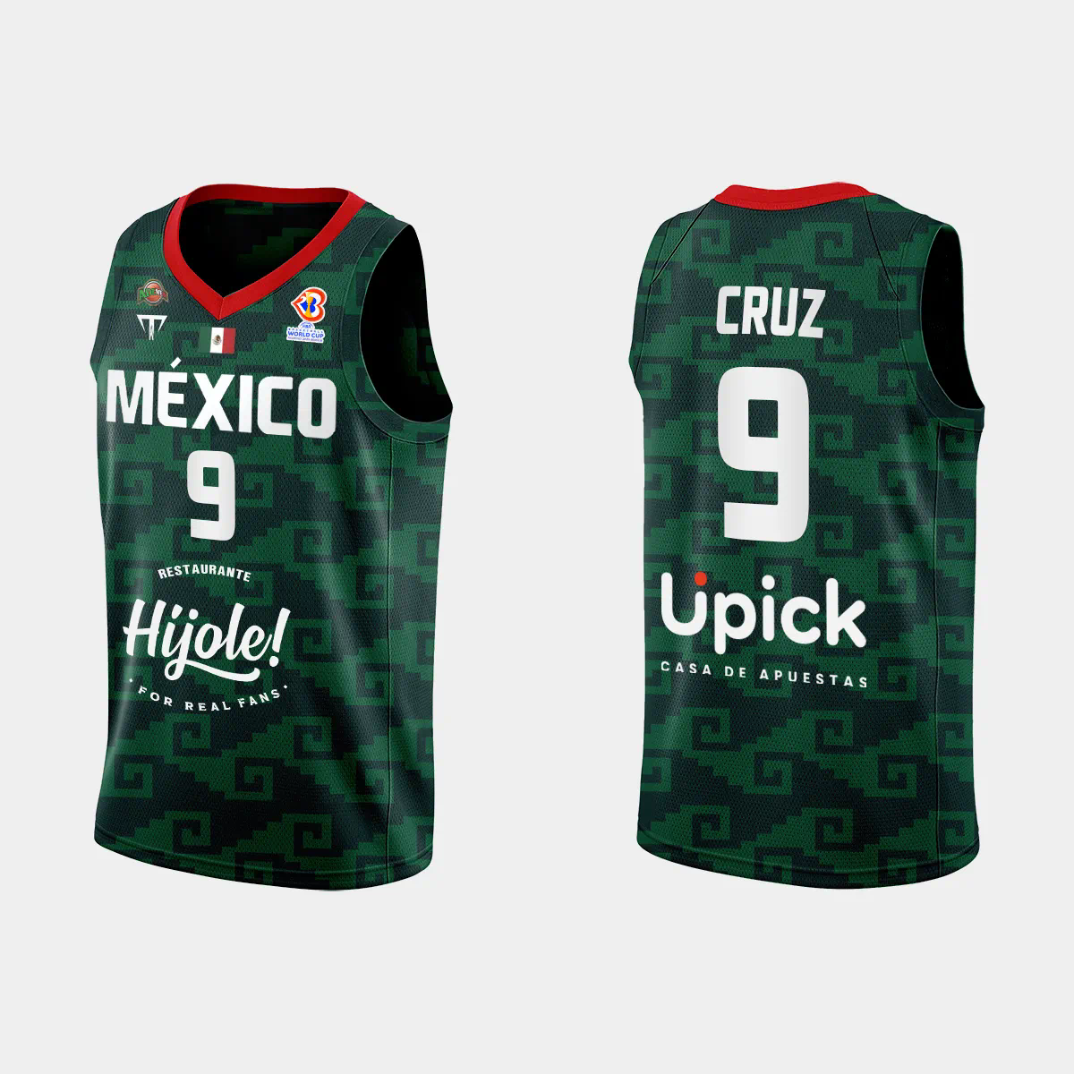 Mexico Basketball Francisco Cruz #9 2023 FIBA World Cup Green Home Jersey Mexico Basketball Francisco Cruz #9 2023 FIBA World Cup Green Home Jersey