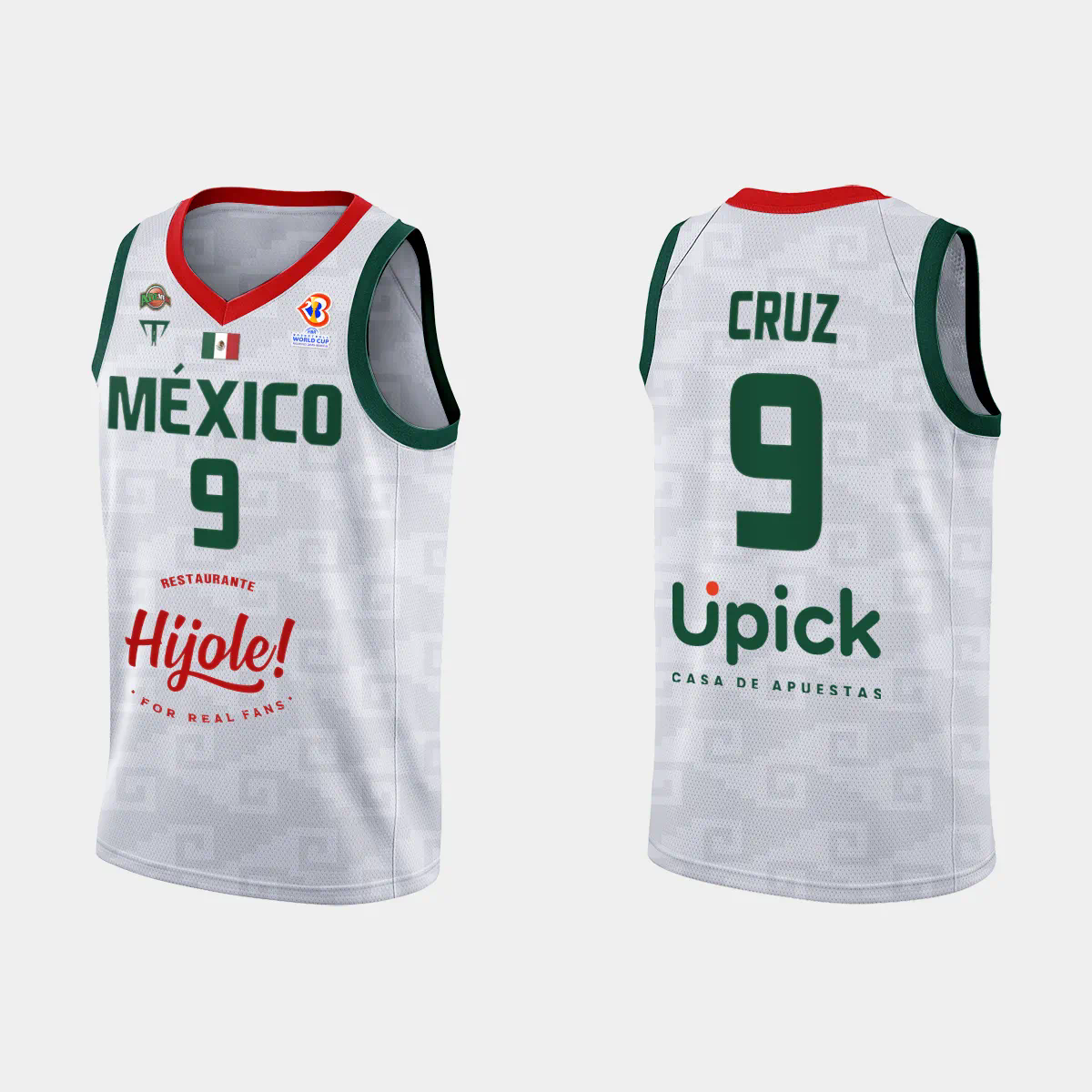 Mexico Basketball Francisco Cruz #9 2023 FIBA World Cup White Away Jersey Mexico Basketball Francisco Cruz #9 2023 FIBA World Cup White Away Jersey