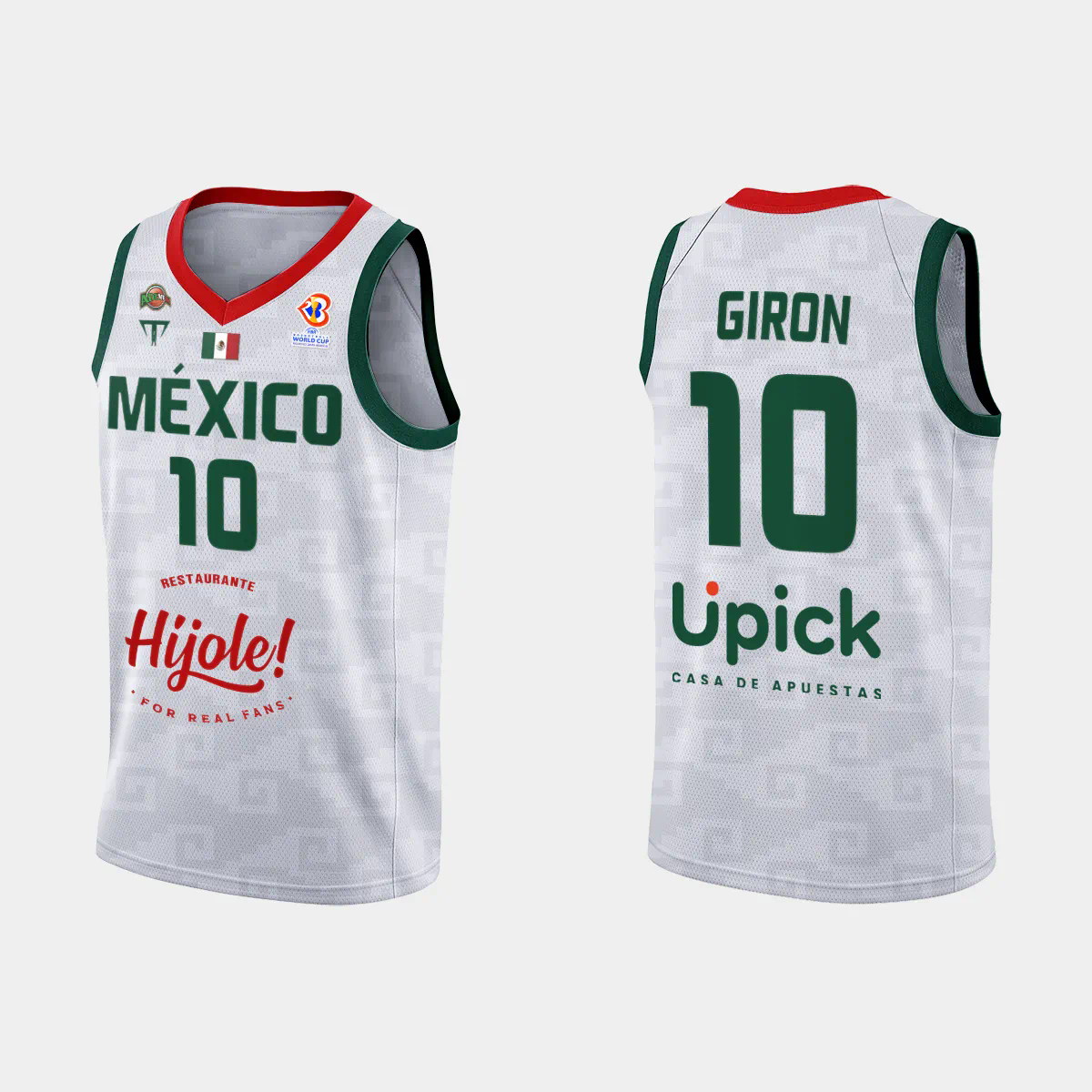 Mexico Basketball Gabriel Giron #10 2023 FIBA World Cup White Away Jersey Mexico Basketball Gabriel Giron #10 2023 FIBA World Cup White Away Jersey