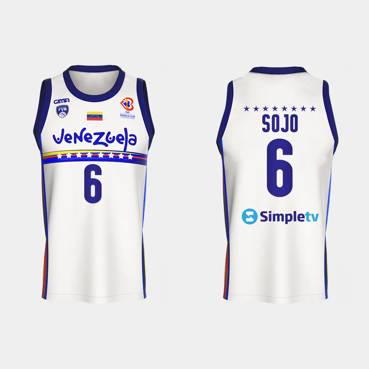 Venezuela Basketball Garly Sojo #6 2023 FIBA World Cup White Home Jersey