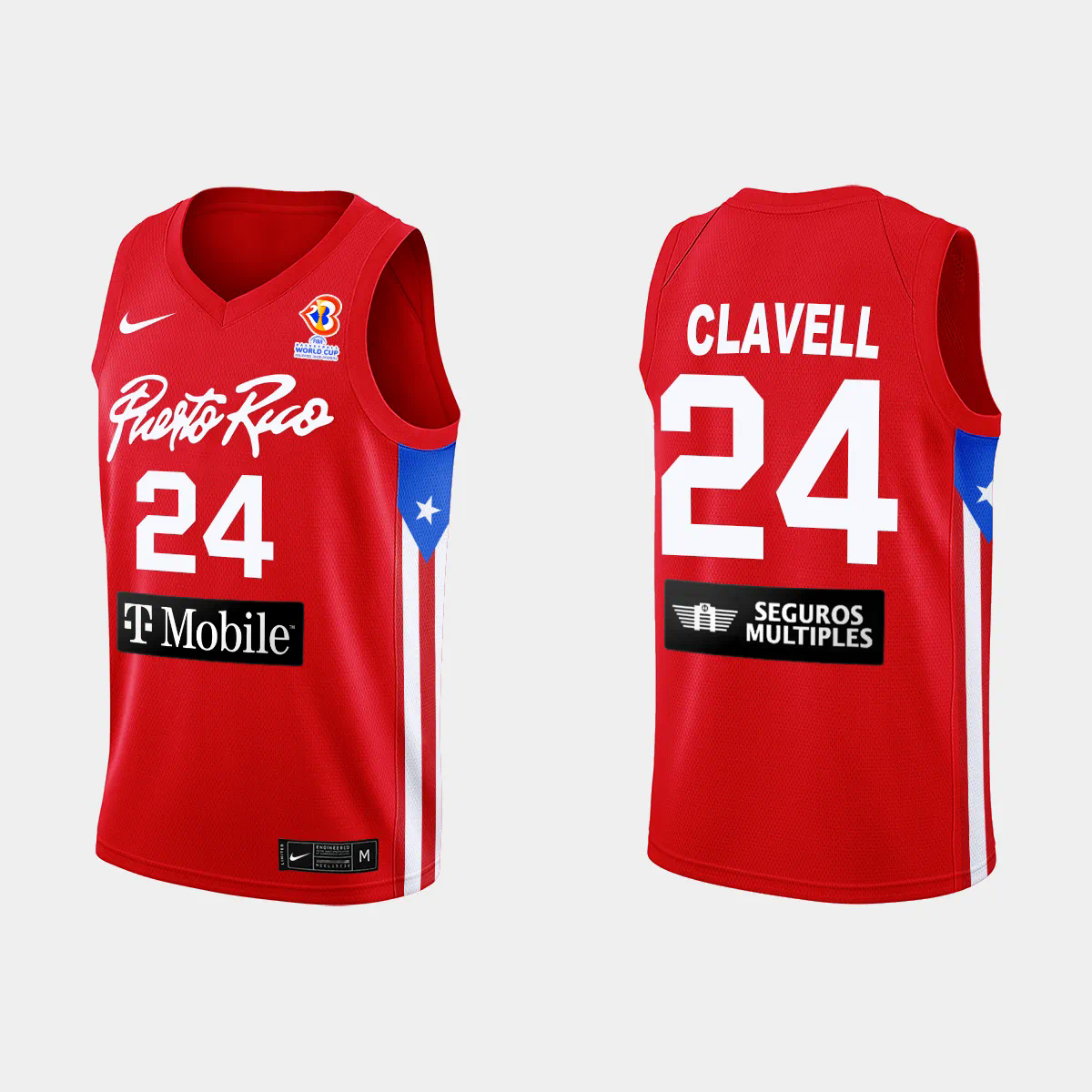 Puerto Rico Basketball Gian Clavell #24 2023 FIBA World Cup Red Away Jersey Puerto Rico Basketball Gian Clavell #24 2023 FIBA World Cup Red Away Jersey