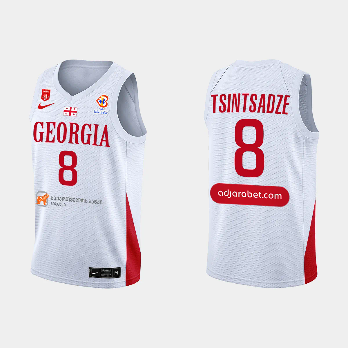 Giorgi Tsintsadze Georgia Basketball 2023 FIBA World Cup White Home Jersey