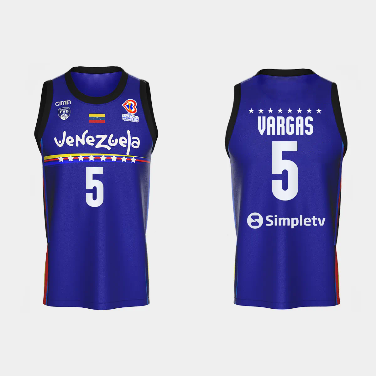 Gregory Vargas Venezuela Basketball 2023 FIBA World Cup Blue Away Jersey Gregory Vargas Venezuela Basketball 2023 FIBA World Cup Blue Away Jersey