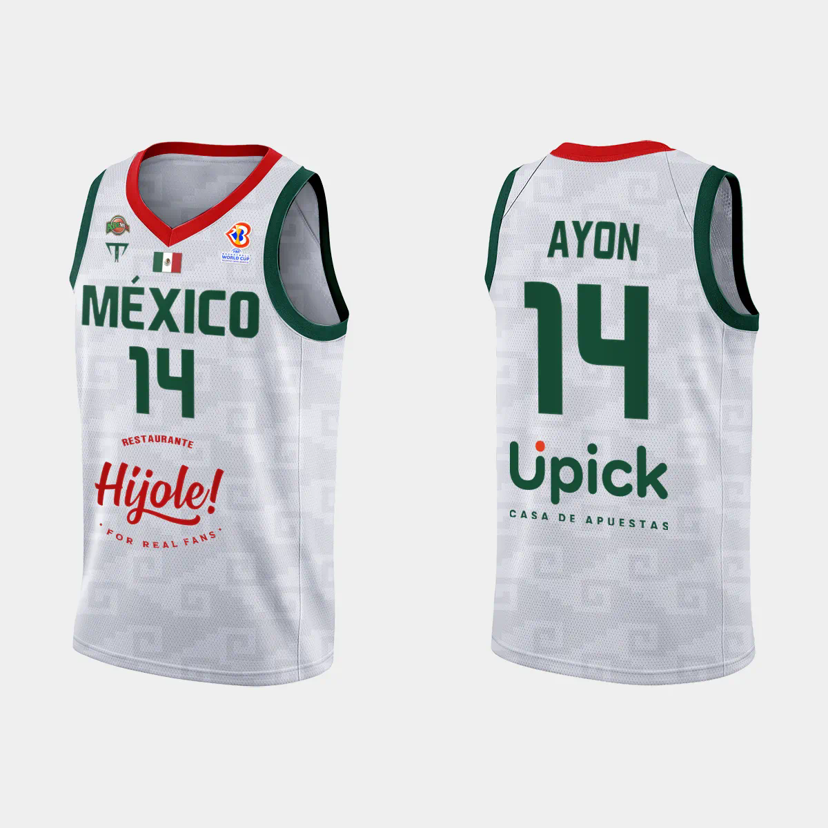 Mexico Basketball Gustavo Ayon #14 2023 FIBA World Cup White Away Jersey Mexico Basketball Gustavo Ayon #14 2023 FIBA World Cup White Away Jersey