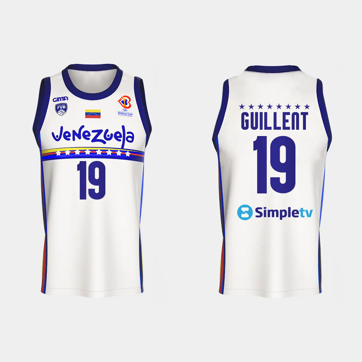 Venezuela Basketball Heissler Guillent #19 2023 FIBA World Cup White Home Jersey