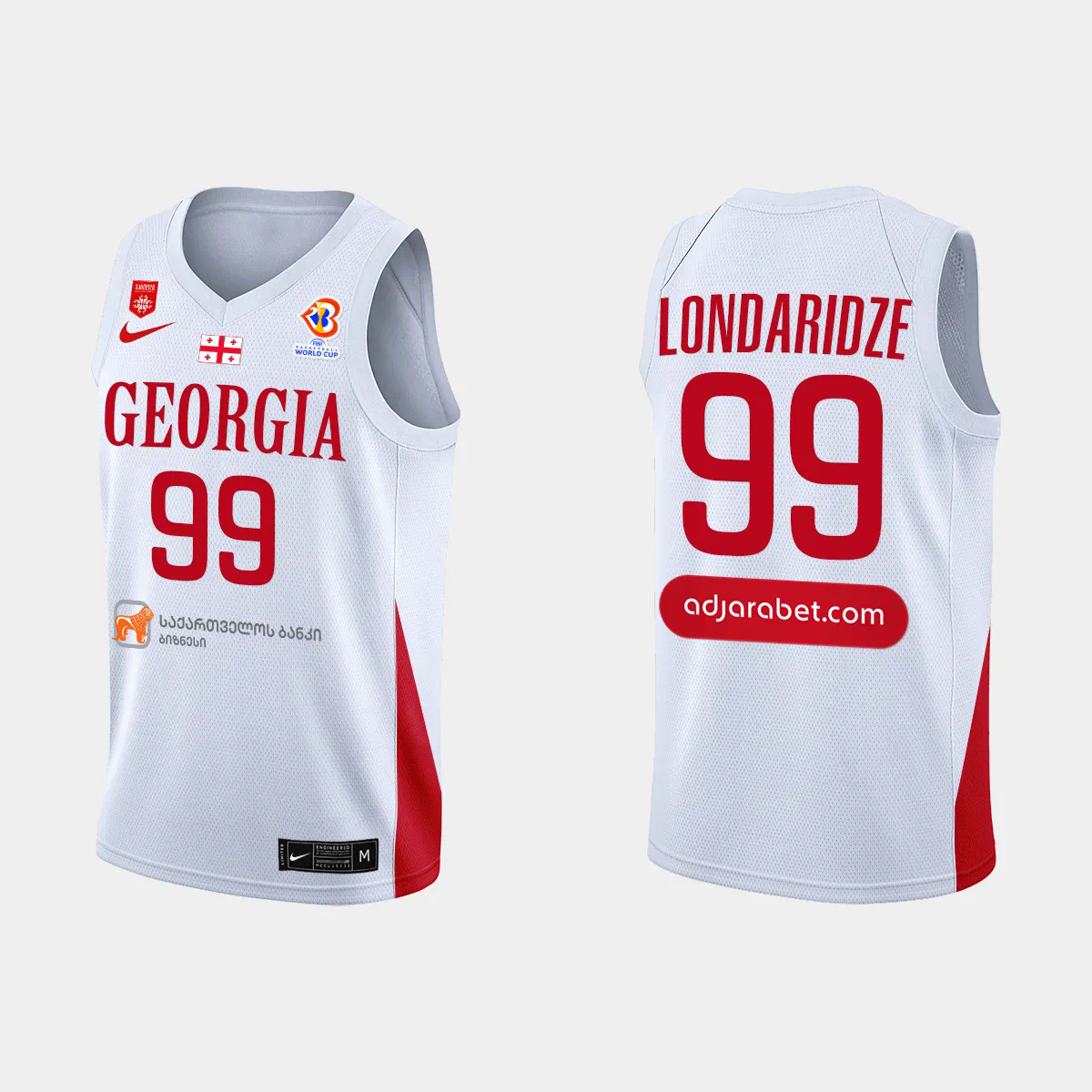 Ilia Londaridze Georgia Basketball 2023 FIBA World Cup White Home Jersey