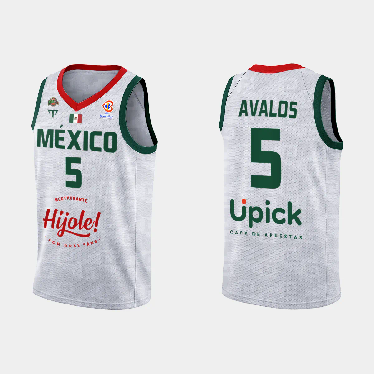 Mexico Basketball Irwin Avalos #5 2023 FIBA World Cup White Away Jersey Mexico Basketball Irwin Avalos #5 2023 FIBA World Cup White Away Jersey