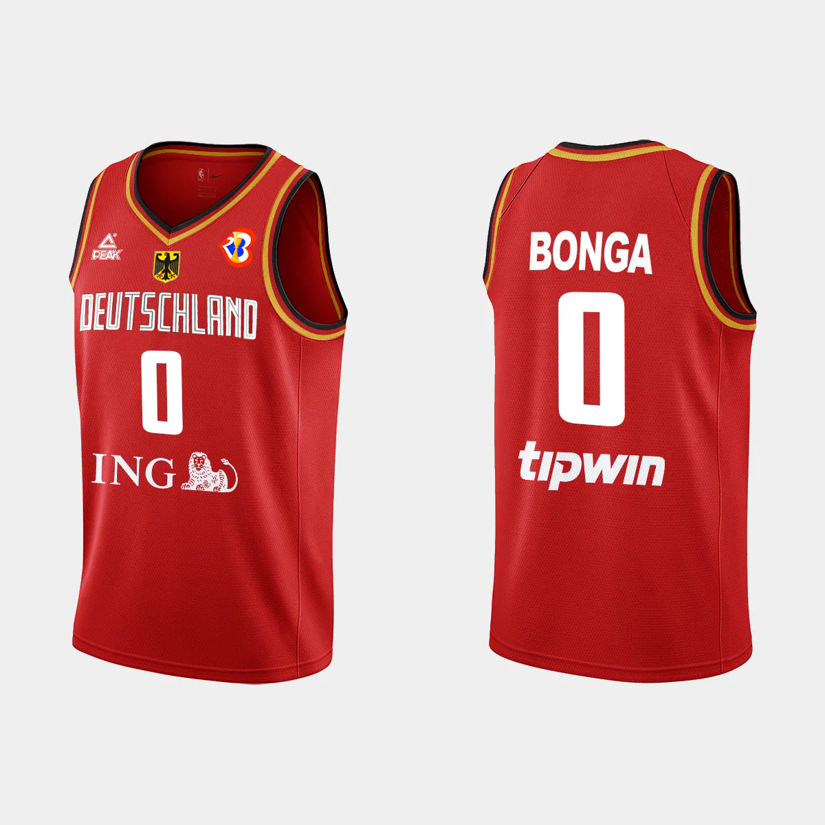 Isaac Bonga Germany Basketball 2023 FIBA World Cup Red Away Jersey