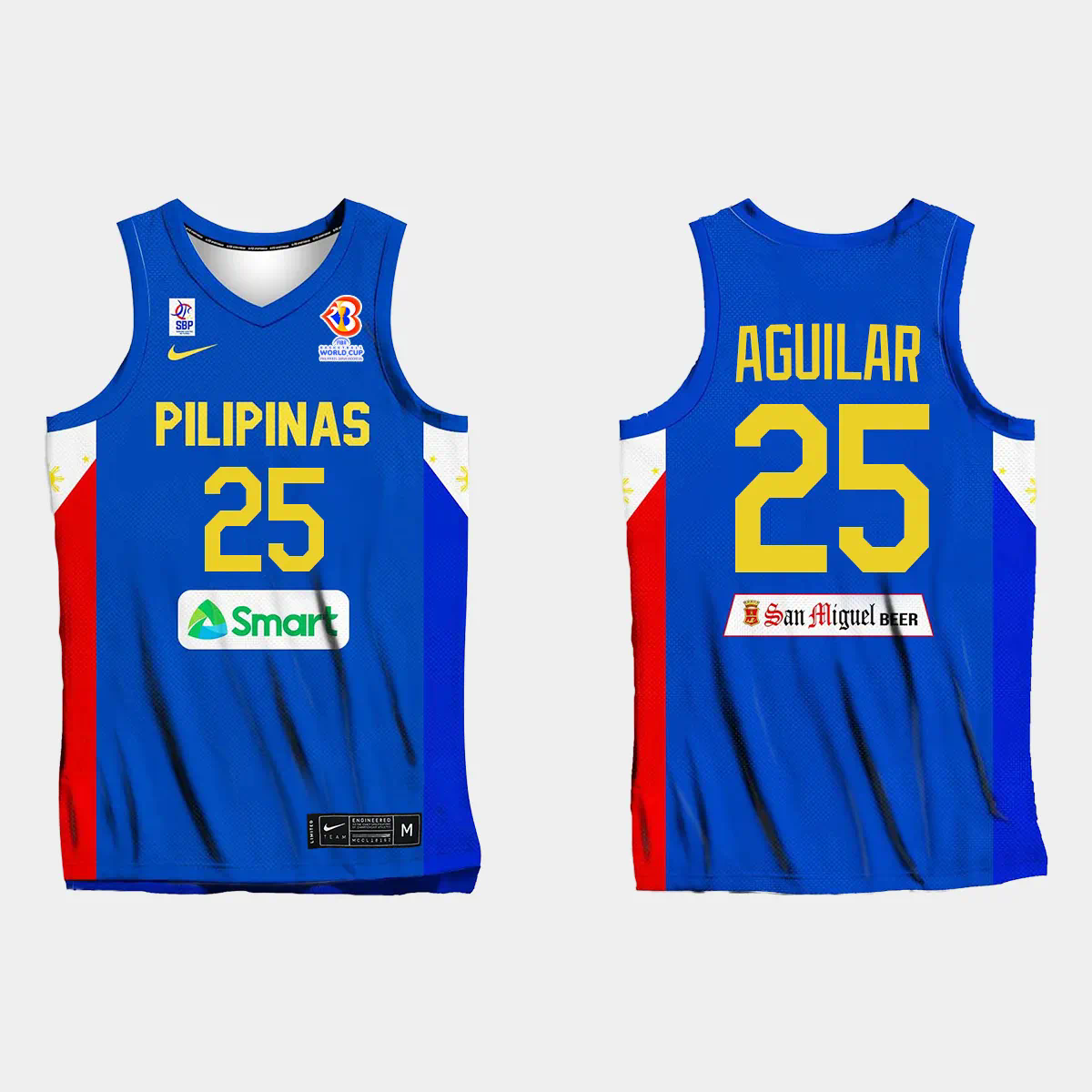 Philippines Basketball Japeth Aguilar #25 2023 FIBA World Cup Blue Away Jersey Philippines Basketball Japeth Aguilar #25 2023 FIBA World Cup Blue Away Jersey
