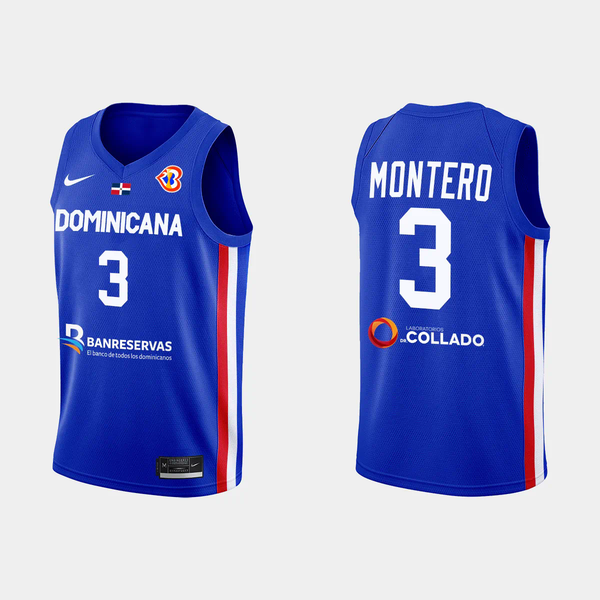 Dominican Republic Basketball Jean Montero #3 2023 FIBA World Cup Blue Away Jersey Dominican Republic Basketball Jean Montero #3 2023 FIBA World Cup Blue Away Jersey