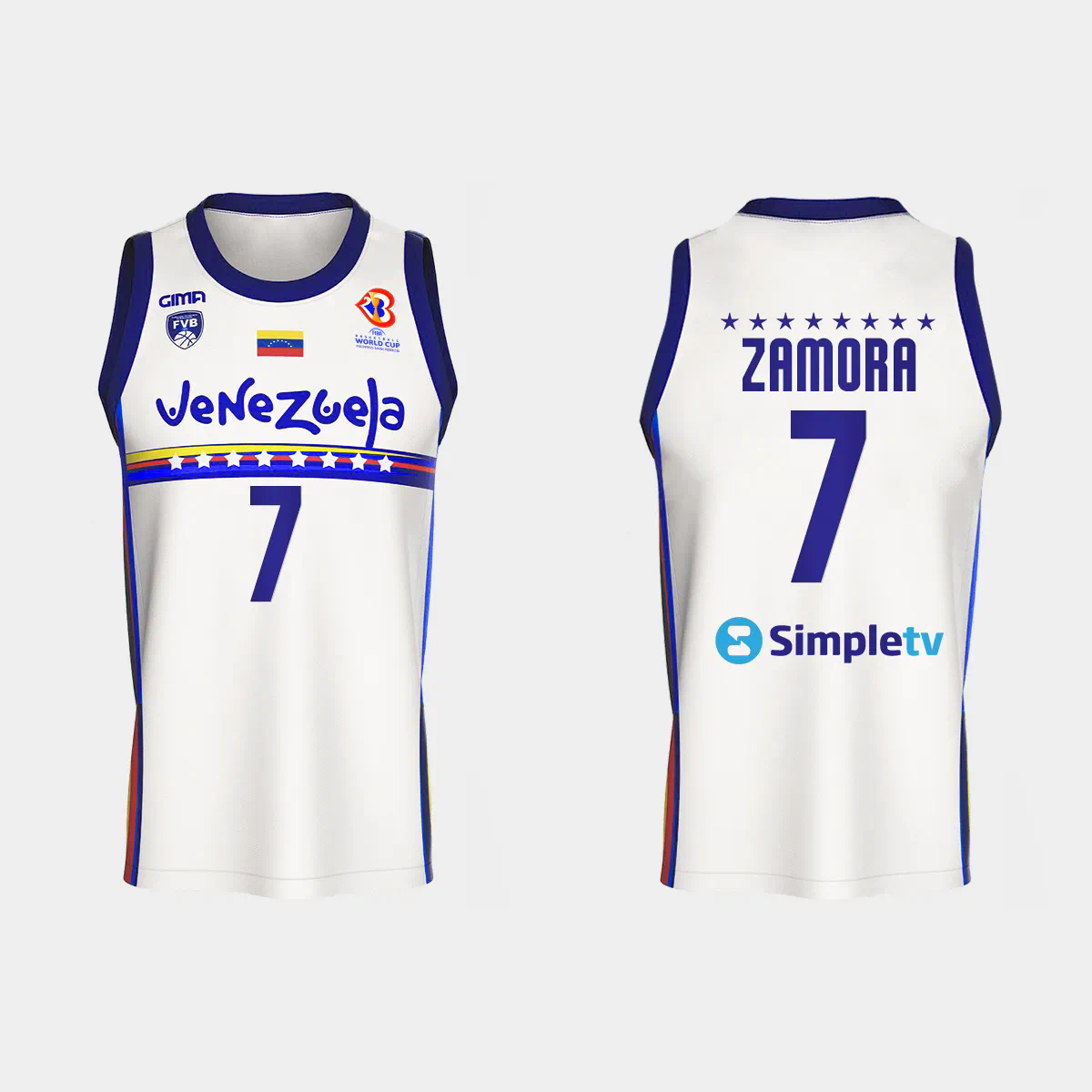 Venezuela Basketball Jhornan Zamora #7 2023 FIBA World Cup White Home Jersey