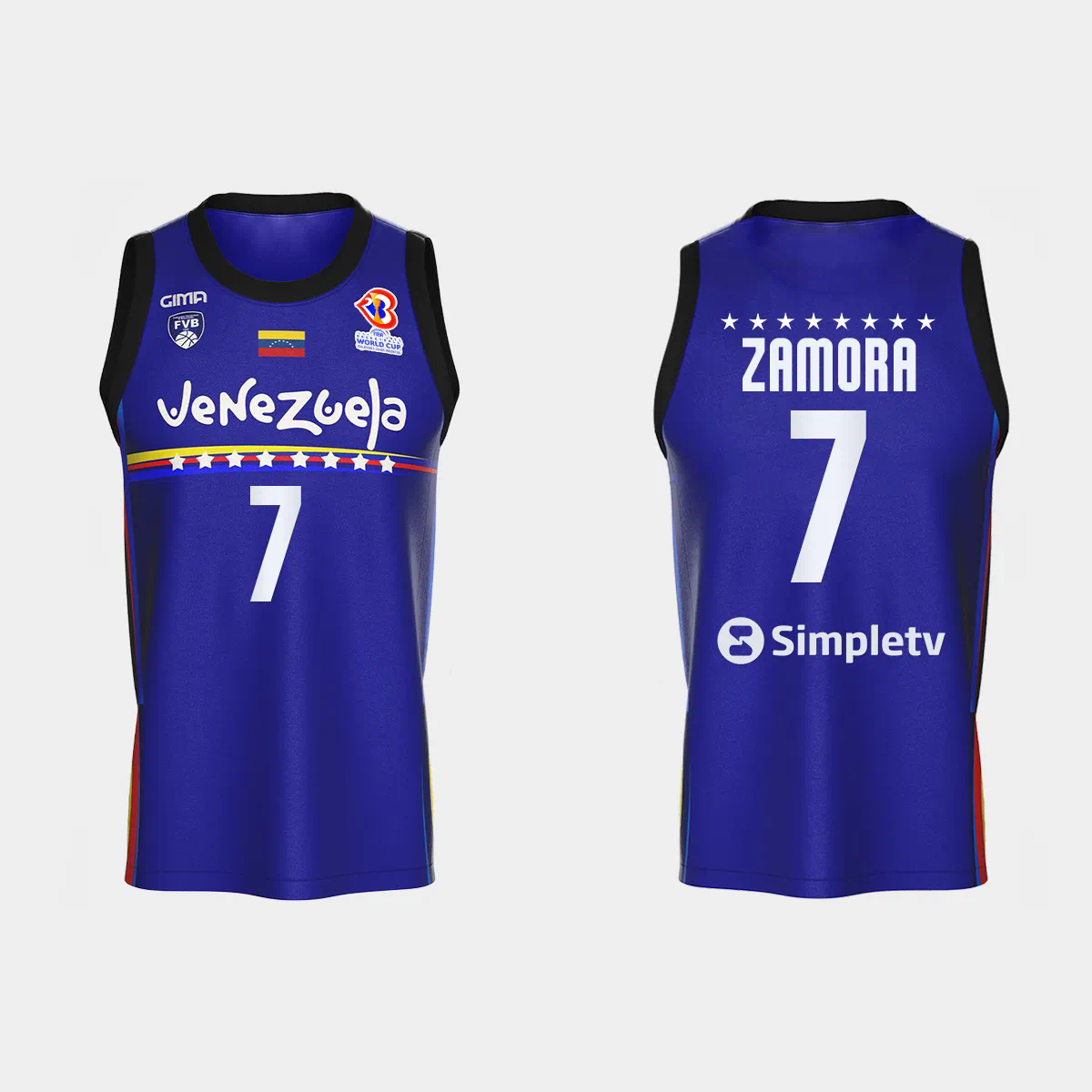 Jhornan Zamora Venezuela Basketball 2023 FIBA World Cup Blue Away Jersey Jhornan Zamora Venezuela Basketball 2023 FIBA World Cup Blue Away Jersey