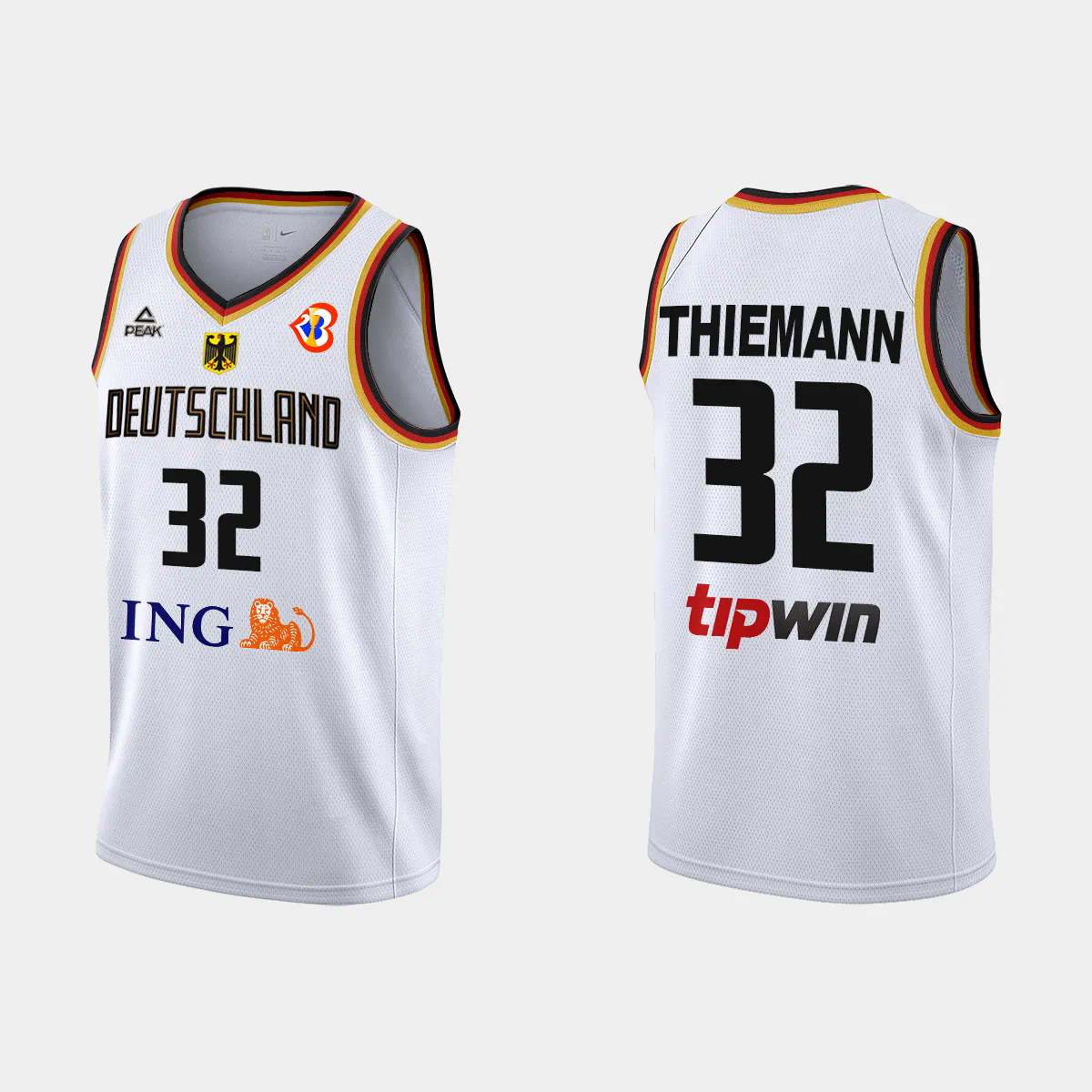 Germany Basketball Johannes Thiemann #32 2023 FIBA World Cup White Home Jersey