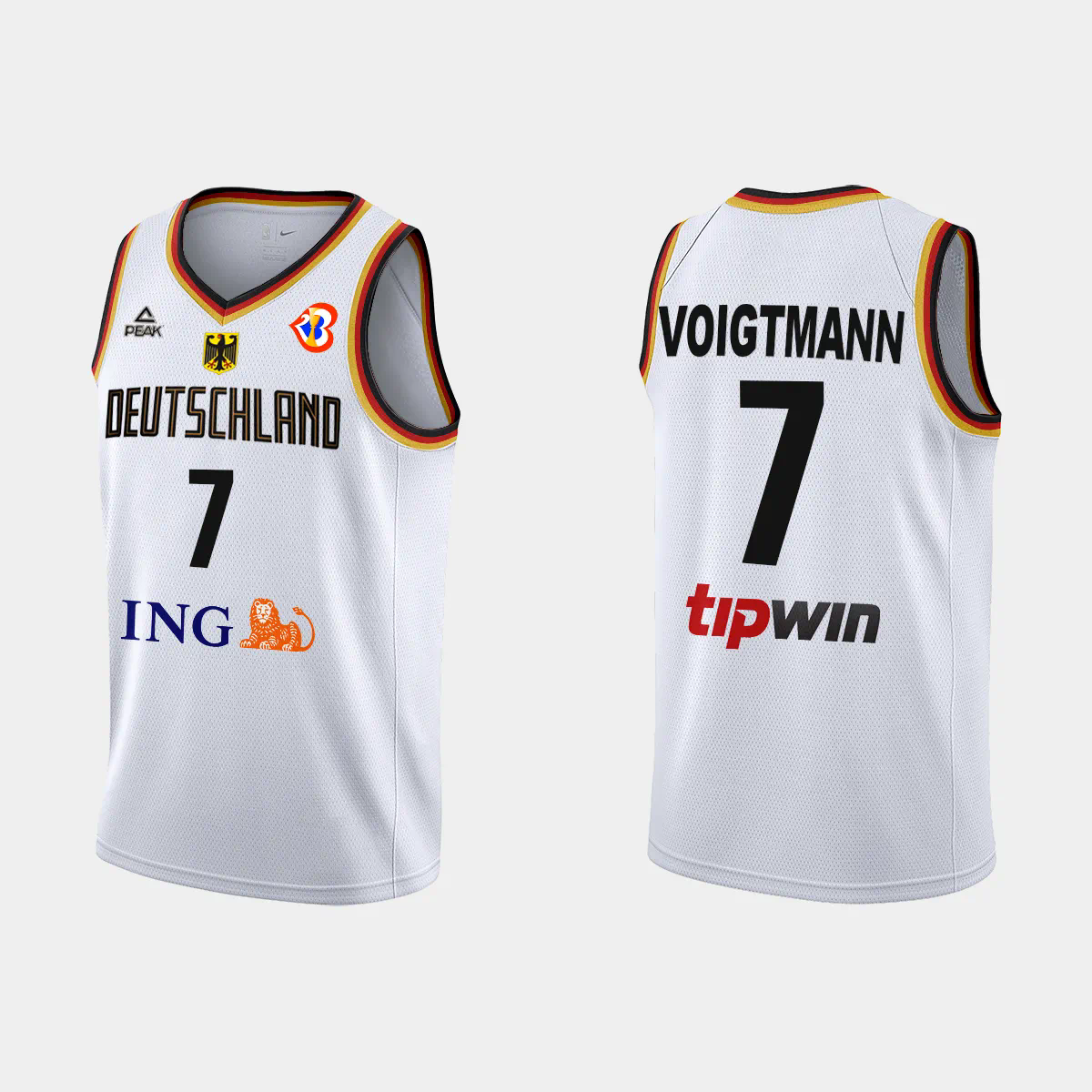 Germany Basketball Johannes Voigtmann #7 2023 FIBA World Cup White Home Jersey