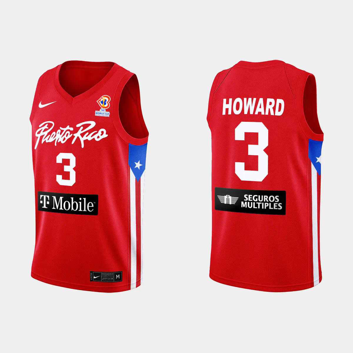 Puerto Rico Basketball Jordan Howard #3 2023 FIBA World Cup Red Away Jersey Puerto Rico Basketball Jordan Howard #3 2023 FIBA World Cup Red Away Jersey