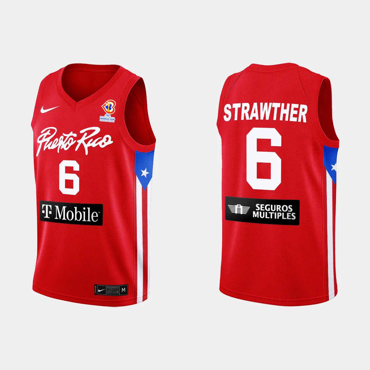 Puerto Rico Basketball Julian Strawther #6 2023 FIBA World Cup Red Away Jersey Puerto Rico Basketball Julian Strawther #6 2023 FIBA World Cup Red Away Jersey