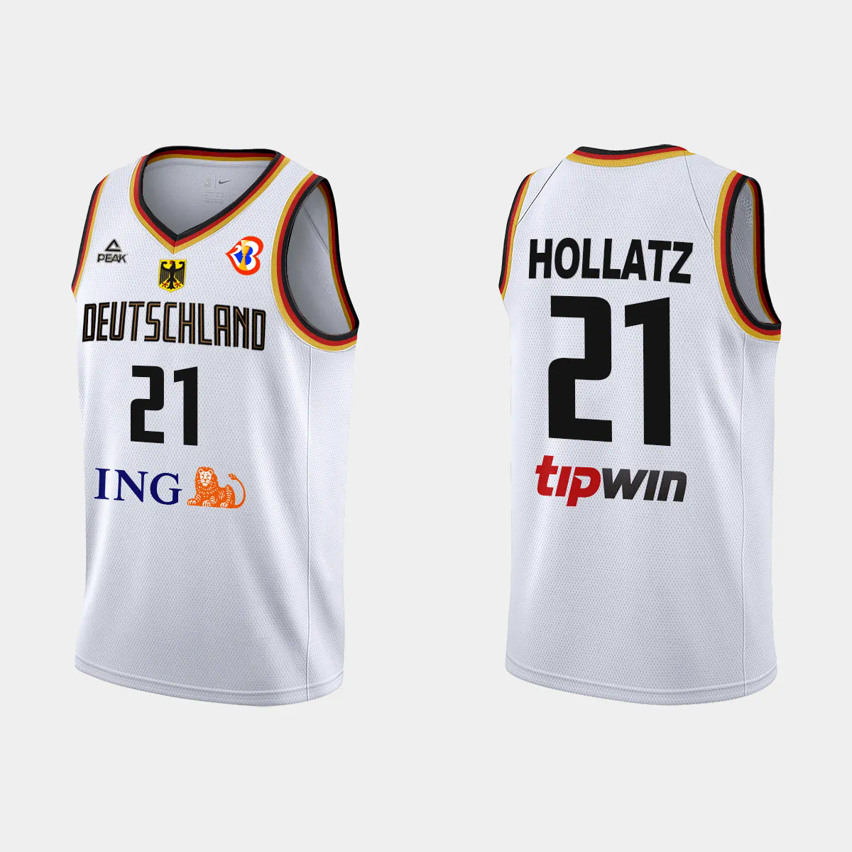 Germany Basketball Justus Hollatz #21 2023 FIBA World Cup White Home Jersey