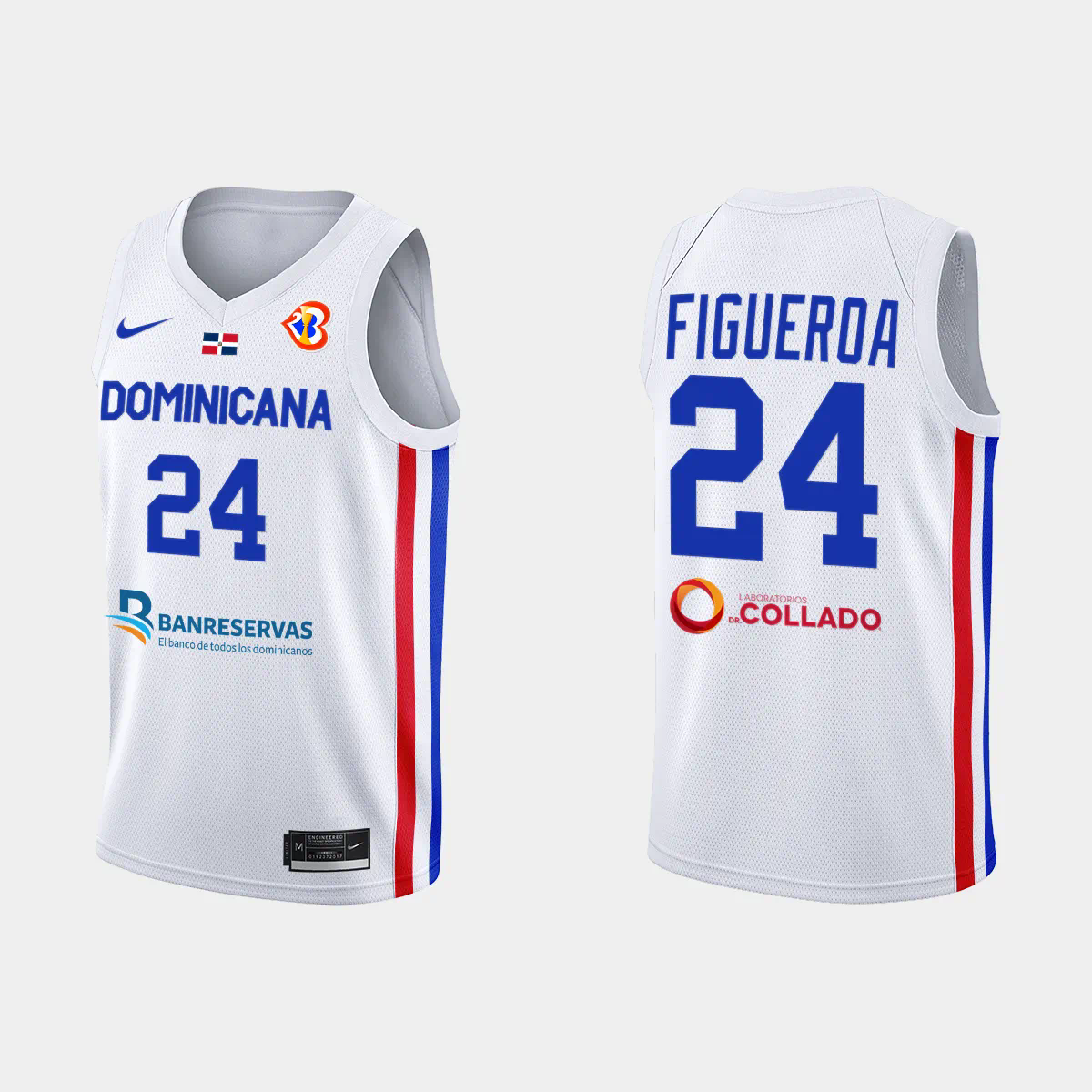 Dominican Republic Basketball L.J. Figueroa #24 2023 FIBA World Cup White Home Jersey Dominican Republic Basketball L.J. Figueroa #24 2023 FIBA World Cup White Home Jersey