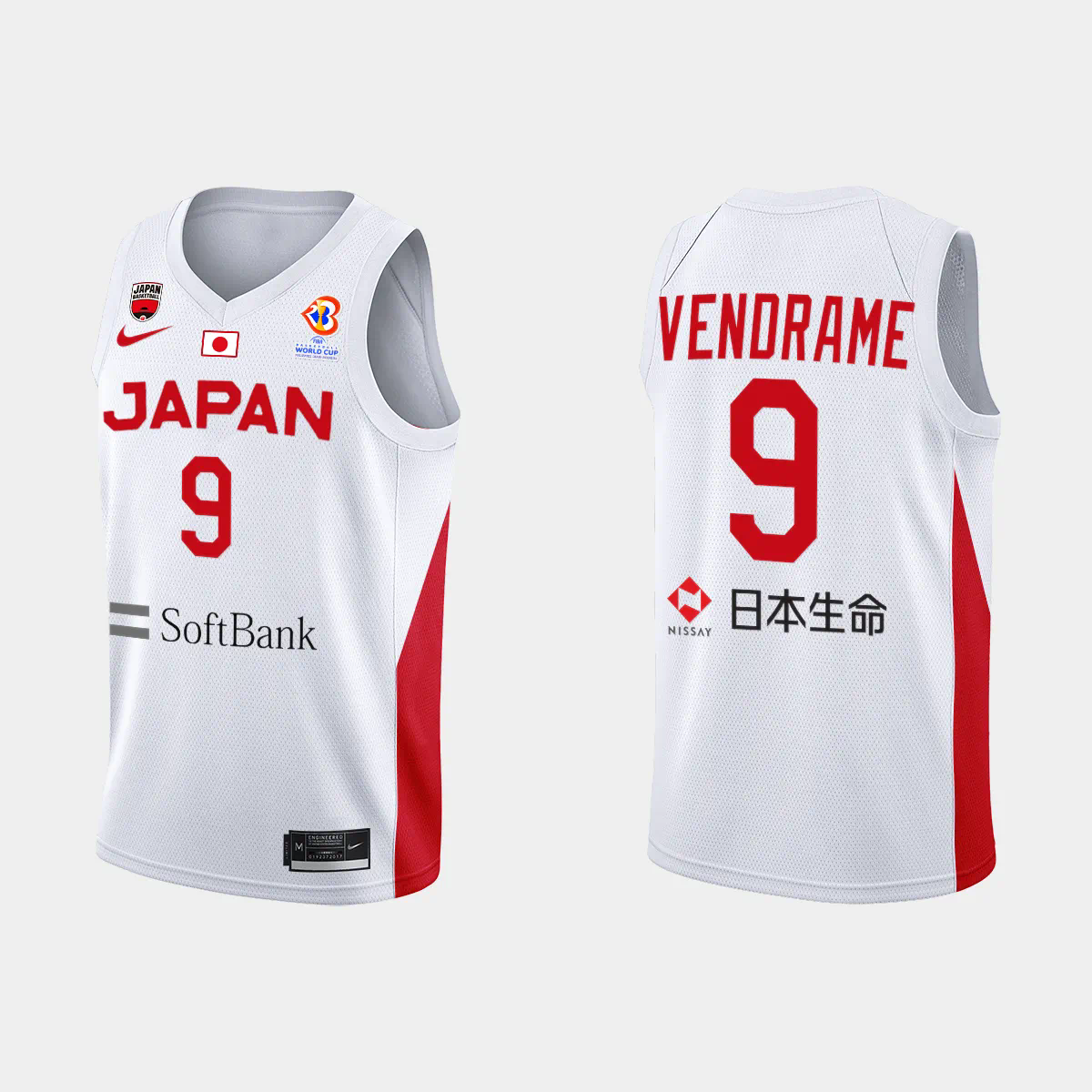 Japan Basketball Leo Vendrame #9 2023 FIBA World Cup White Away Jersey