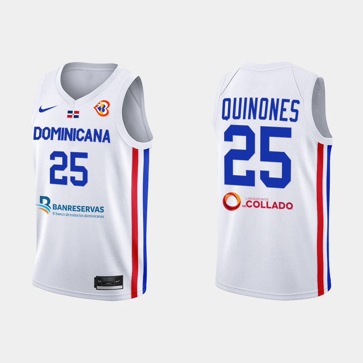 Lester Quinones Dominican Republic Basketball 2023 FIBA World Cup White Home Jersey