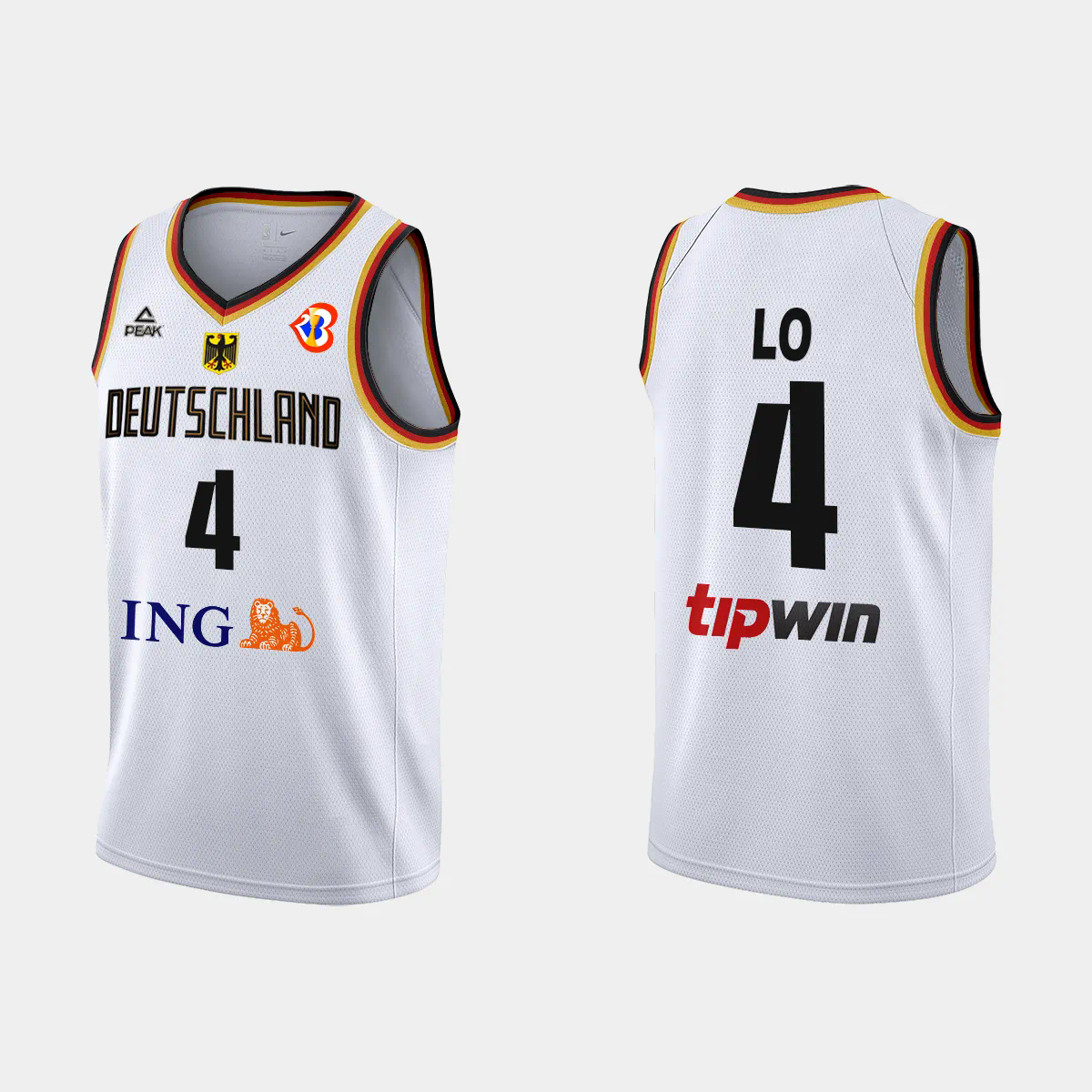 Germany Basketball Maodo Lo #4 2023 FIBA World Cup White Home Jersey