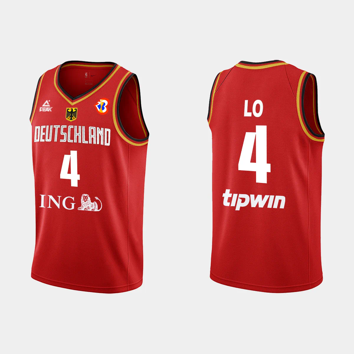 Maodo Lo Germany Basketball 2023 FIBA World Cup Red Away Jersey Maodo Lo Germany Basketball 2023 FIBA World Cup Red Away Jersey