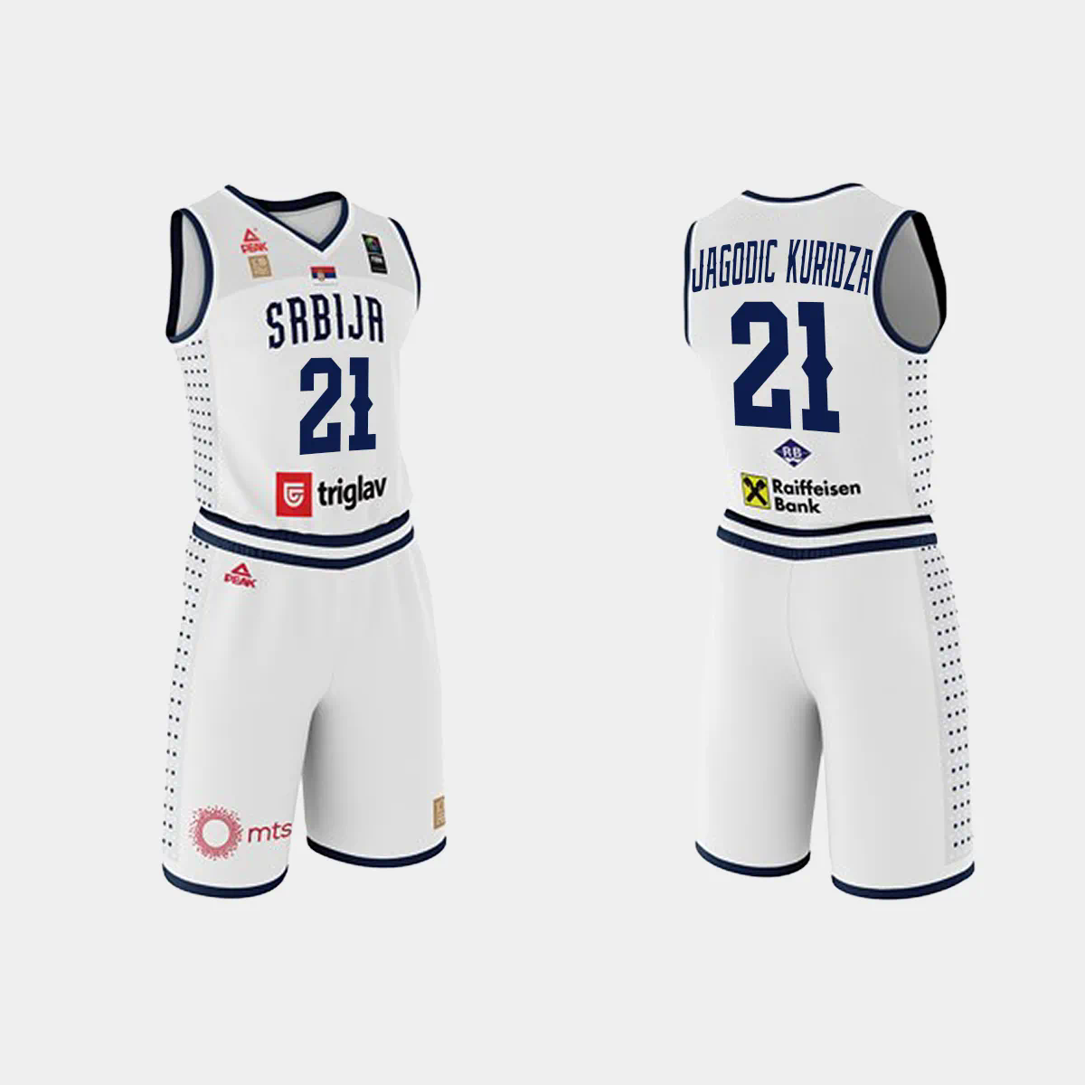2023 FIBA Basketball World Cup Srbija Marko Jagodic-Kuridza White Jersey With Shorts