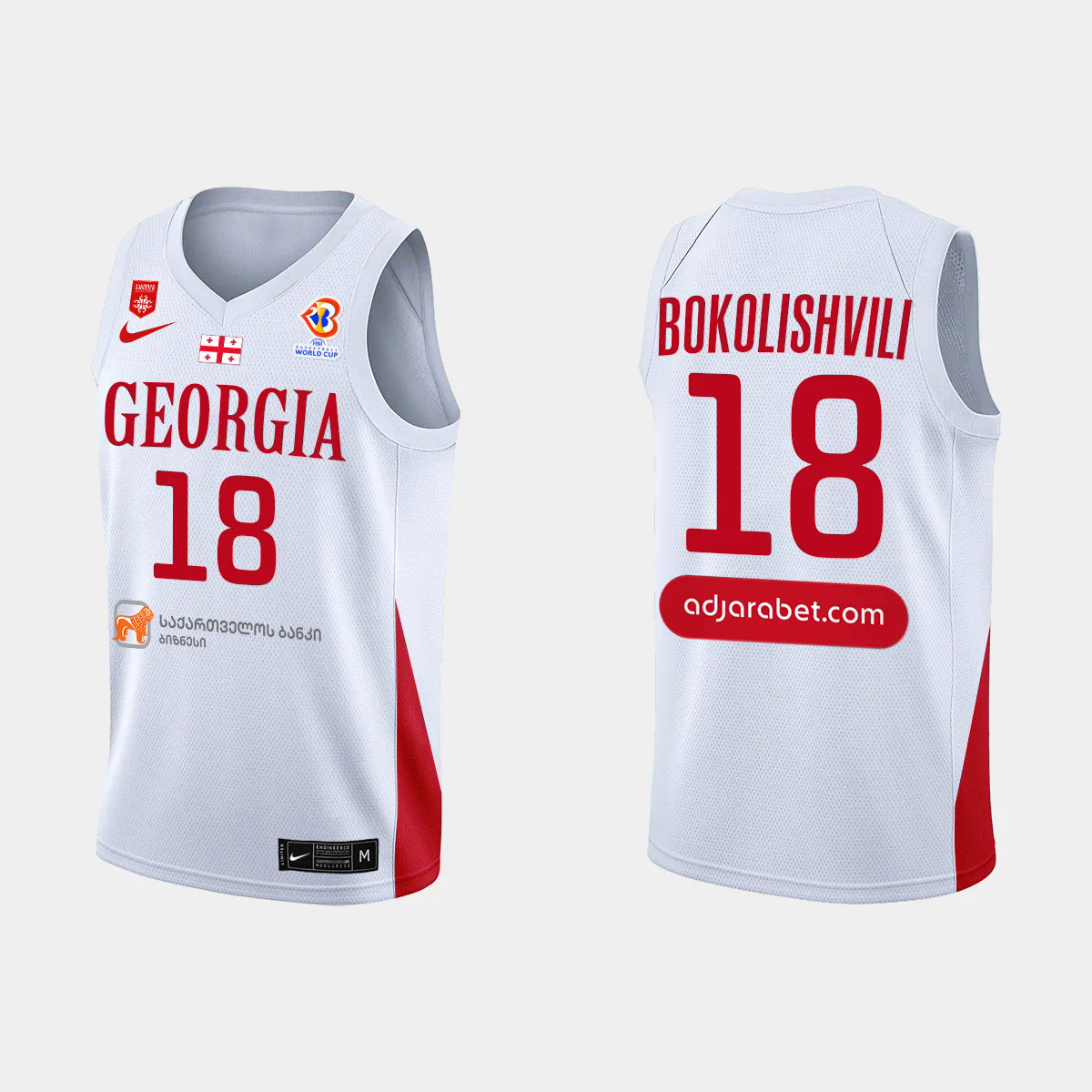 Merab Bokolishvili Georgia Basketball 2023 FIBA World Cup White Home Jersey