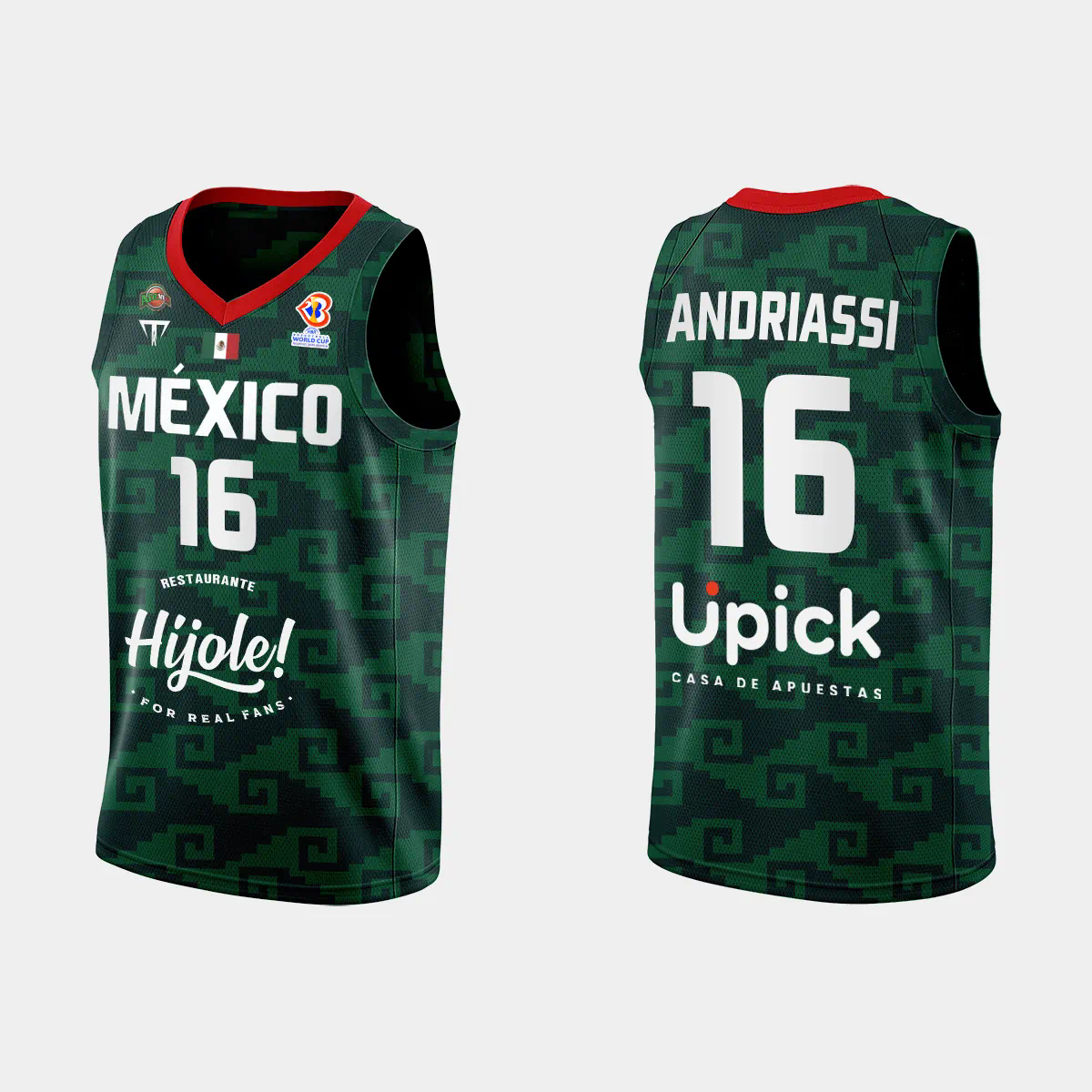 Moises Andriassi Mexico Basketball 2023 FIBA World Cup Green Home Jersey Moises Andriassi Mexico Basketball 2023 FIBA World Cup Green Home Jersey