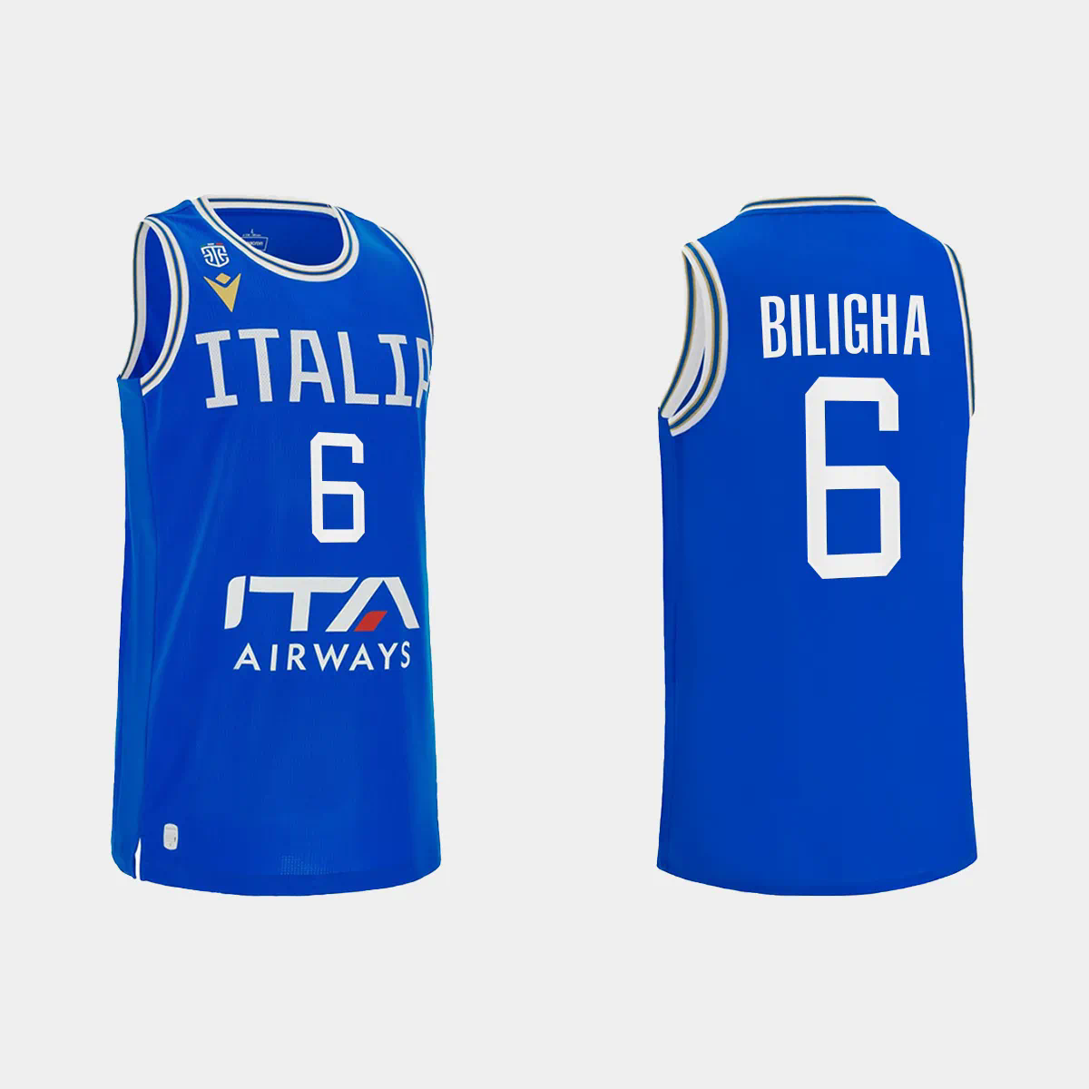 2023 FIBA World Cup Italy Basketball Paul Biligha Blue Home Jersey 2023 FIBA World Cup Italy Basketball Paul Biligha Blue Home Jersey